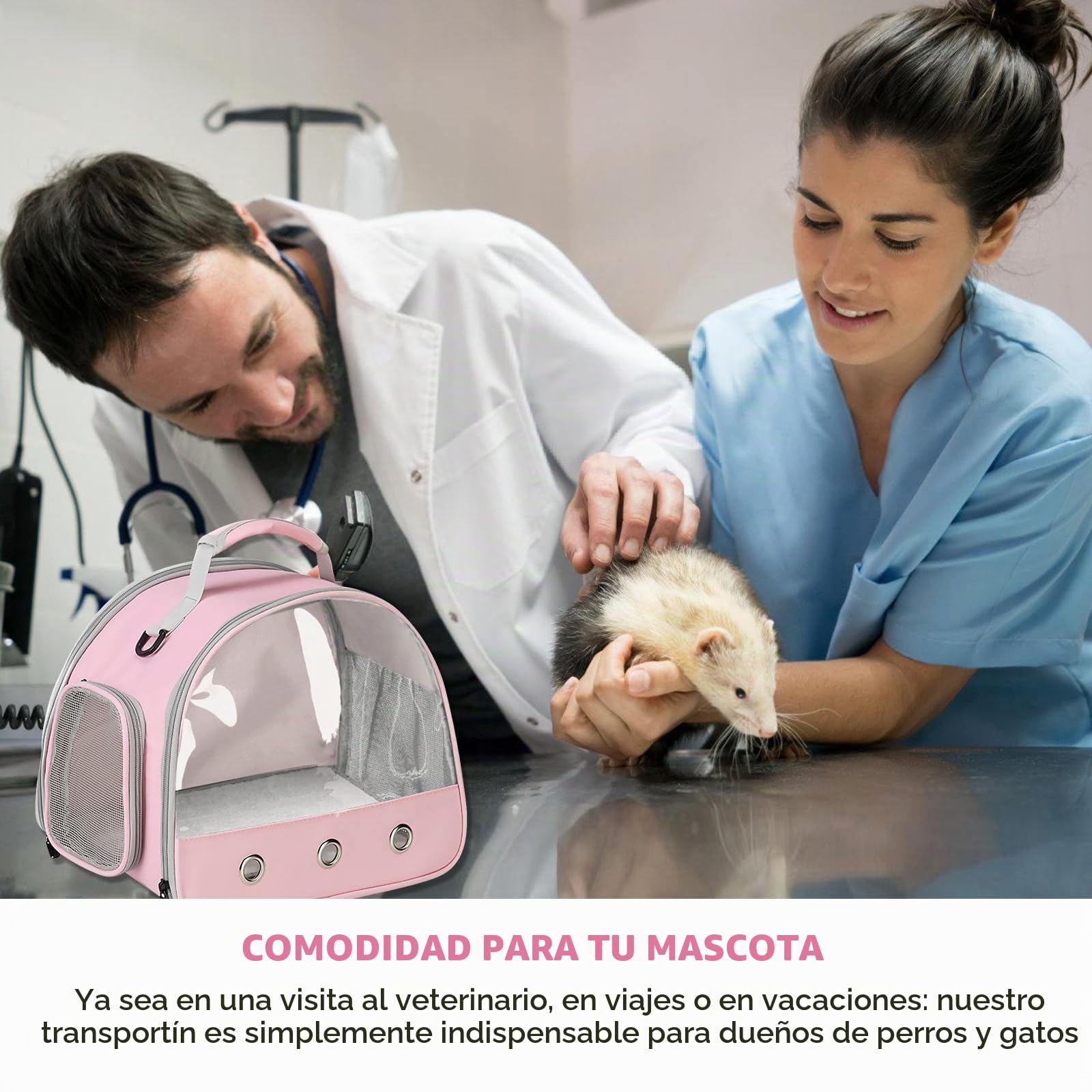 Pequeña bolsa de transporte para mascotas y animales pequeños, caja lateral para gatos, bolsa para cobayas