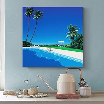 永井博ポスター　木製パネル加工新品 Amazon.co.jp: Hiroshi Nagai永井博画家の作品（夏 No.16