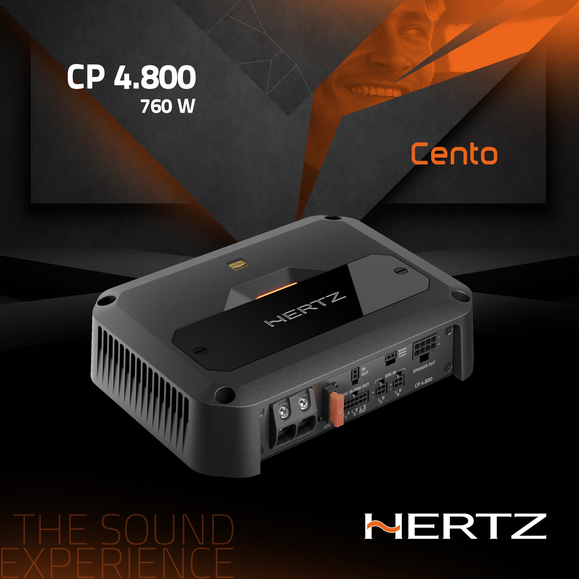 Hertz CP 4.800 Amplificador De 4 Canales Clase D Hi-Res Audio, 760 W RMS, Carcasa De Aluminio Fundido, Respuesta en Frecuencia 10 Hz - 41 kHz, Modelo CP-4.800