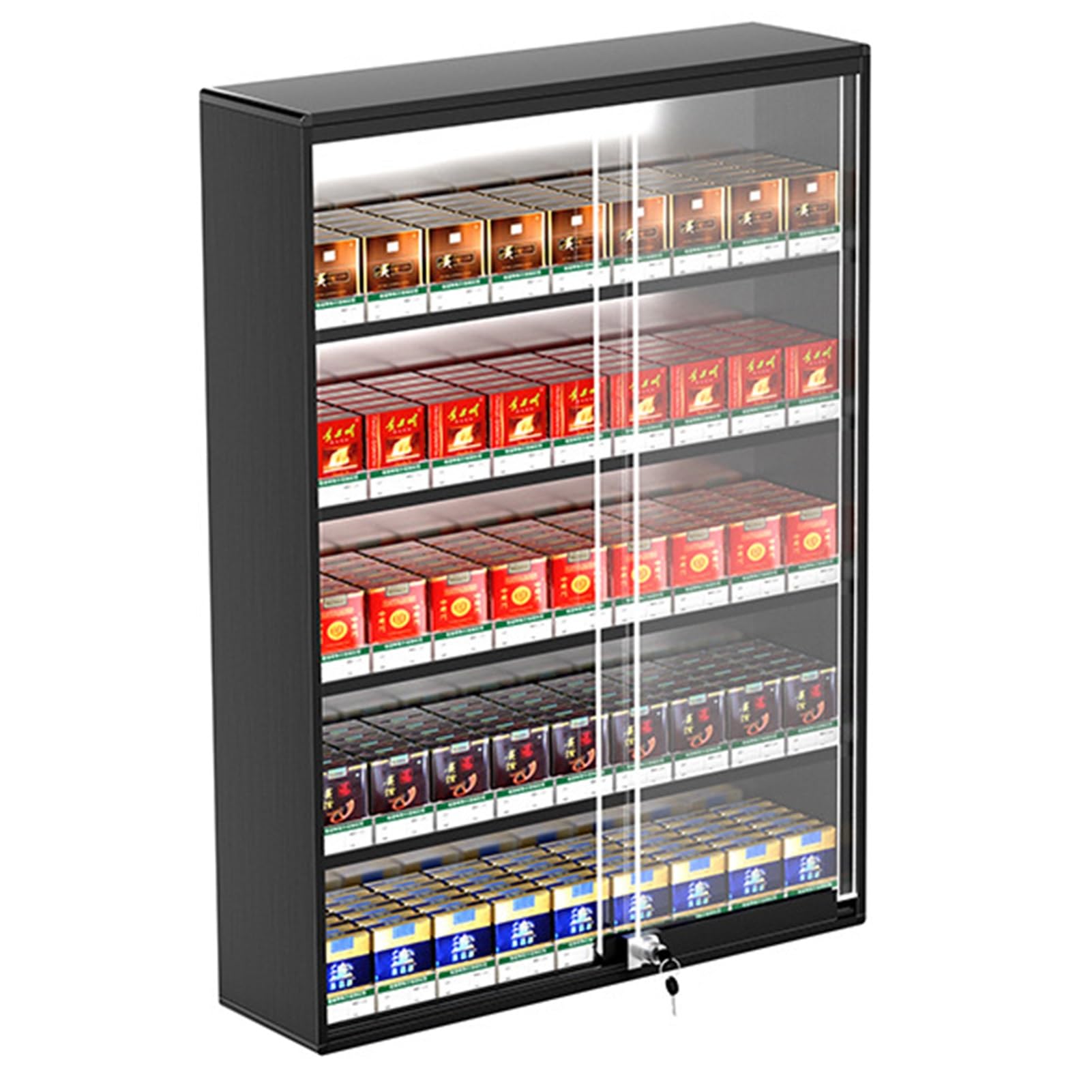 Expositor de cigarrillos, estantes de exhibición para tiendas minoristas, supermercados y mercados, vitrina de exhibición de cigarrillos de pared, organizador d,Black-22.24x6.81x29.53in/56.5x17.3x75CM
