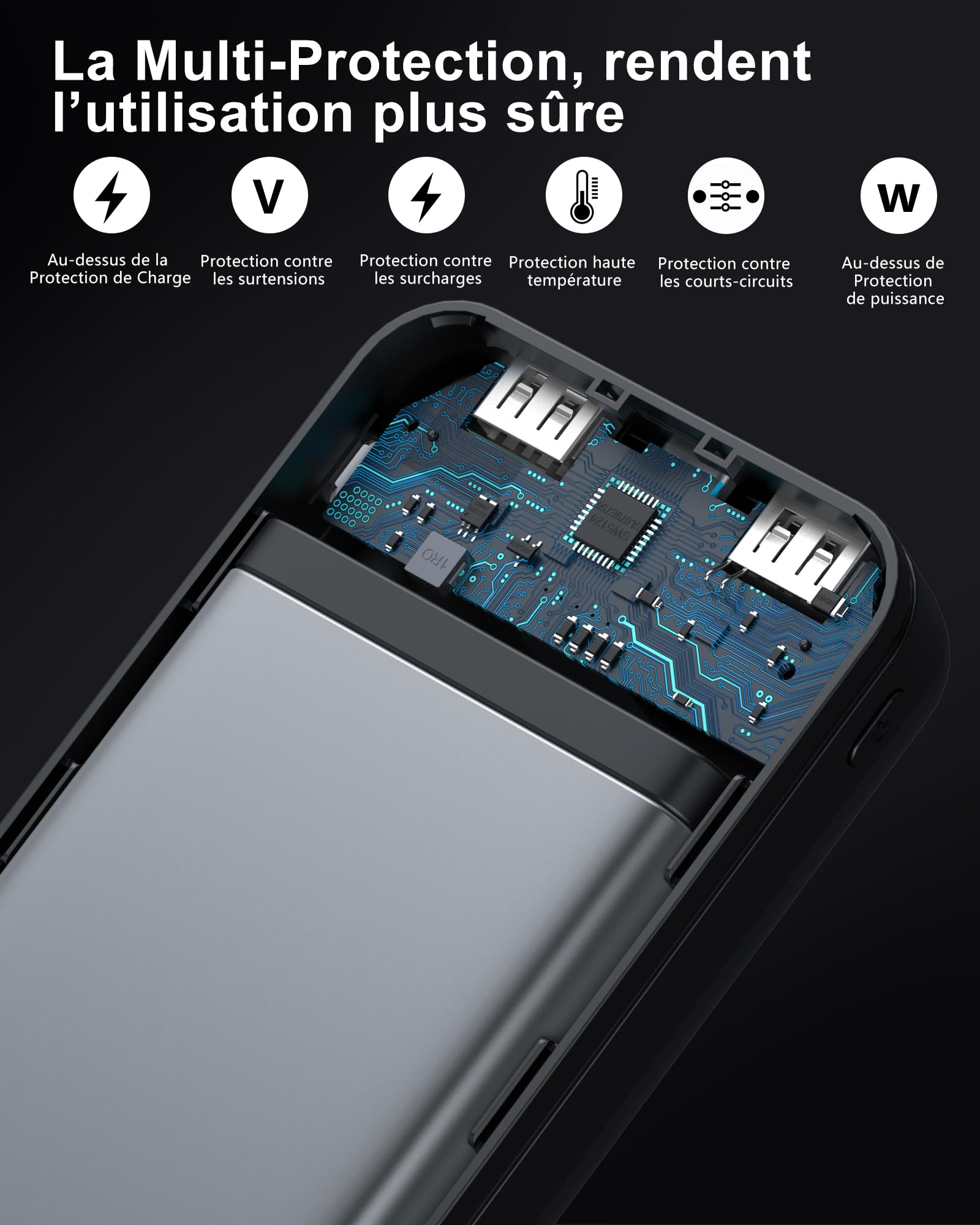 Enerwow Batteria esterna da 16000 mAh, 2 confezioni Slim Power Bank Ricarica Rapida con 2 porte di Uscita USB(Max 3A), 15 W Powerbank portatile con display a LED per iPhone, Huawei, ecc.