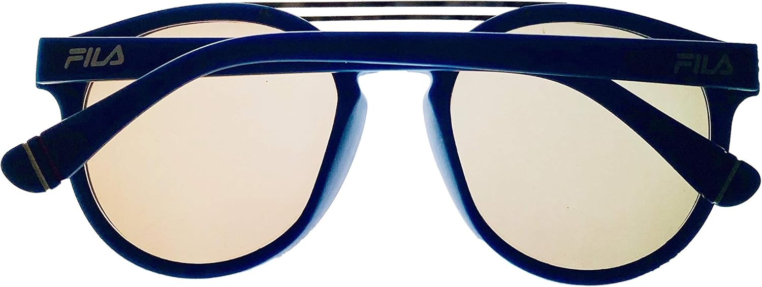 Fila Mens Matte Blue Silver Double Top Bar Soft Round Sunglass SF9334 C03X