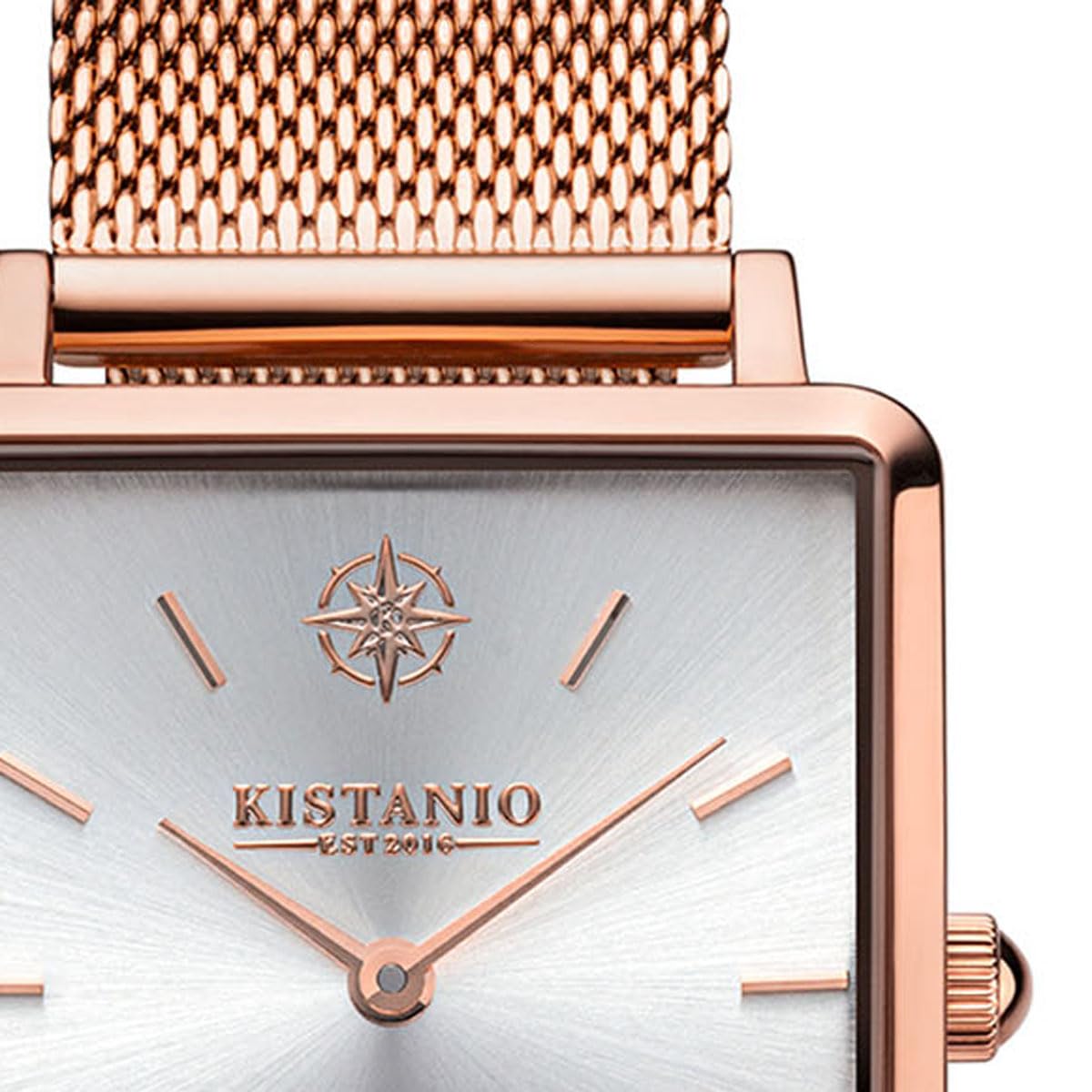 Carré - Reloj plano para mujer con banda de malla de cristal de zafiro rectangular de acero inoxidable con fecha diferentes variaciones
