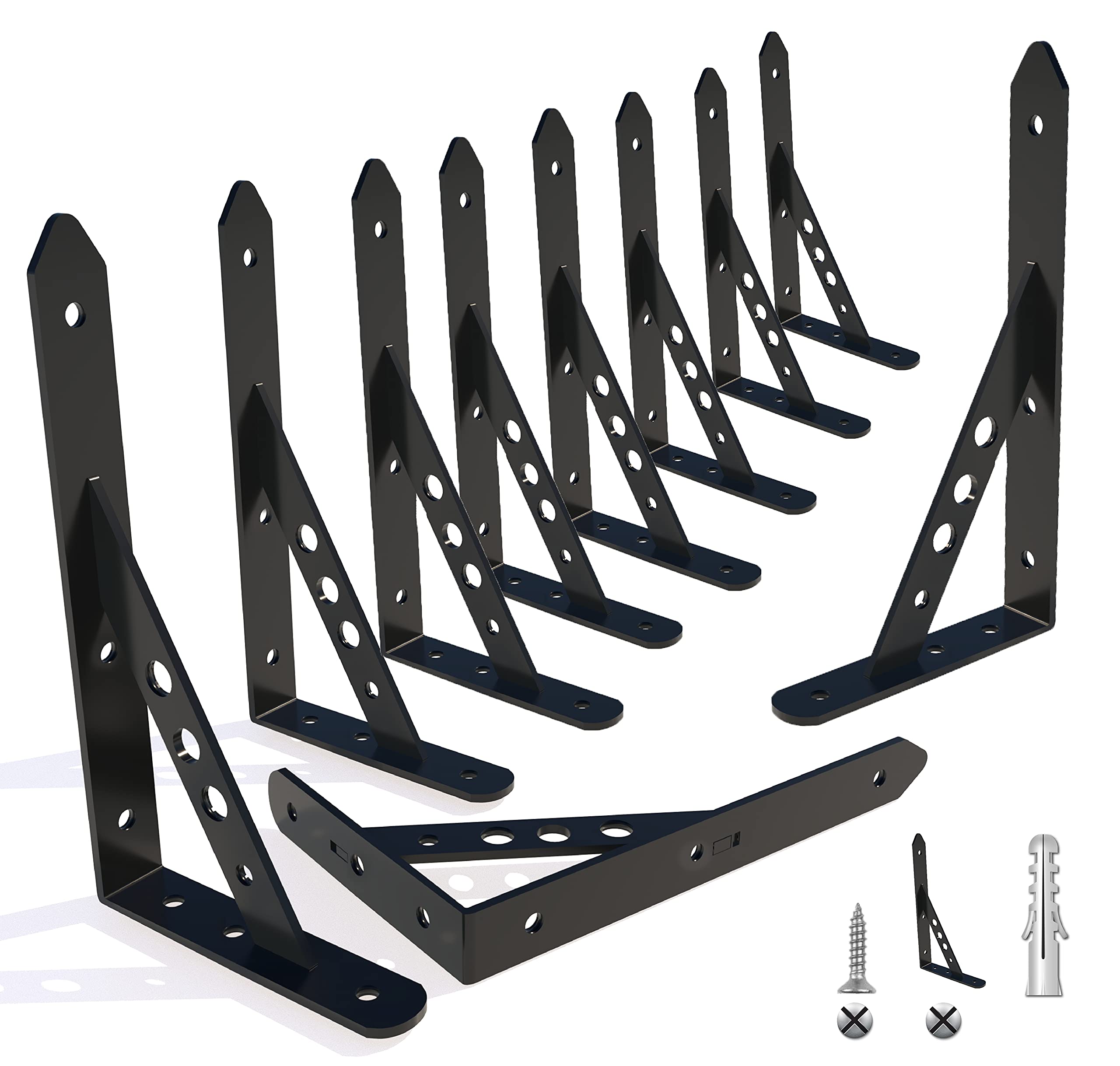 Buy FrancOp Shelf Brackets [300mm x 185mm] [Black, 10 Pack] 3.5 mm