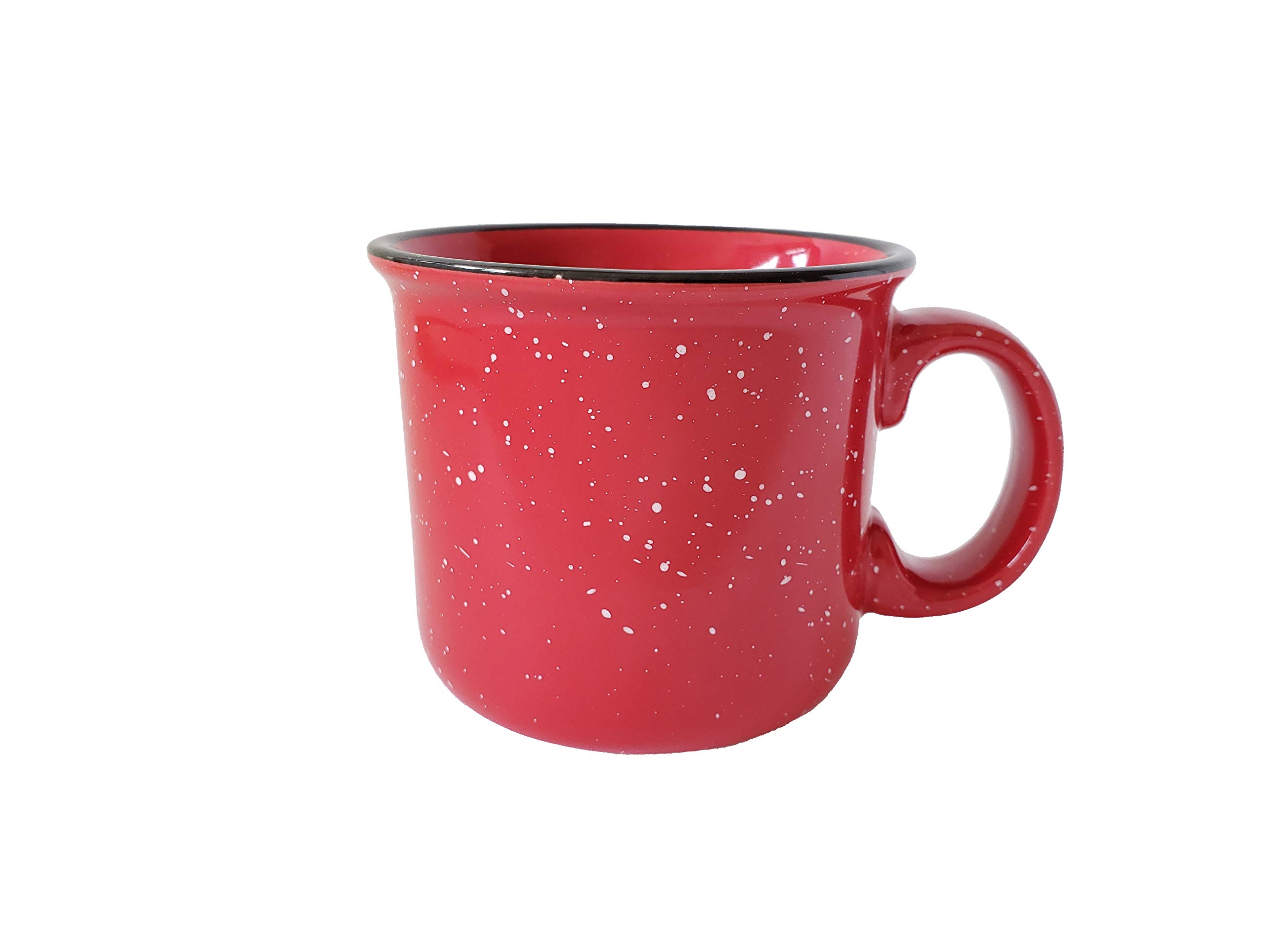 Taza de cerámica (4 unidades, 4 unidades), color rojo con acabado moteado, duradero y de pared gruesa para acampar al aire libre o el hogar