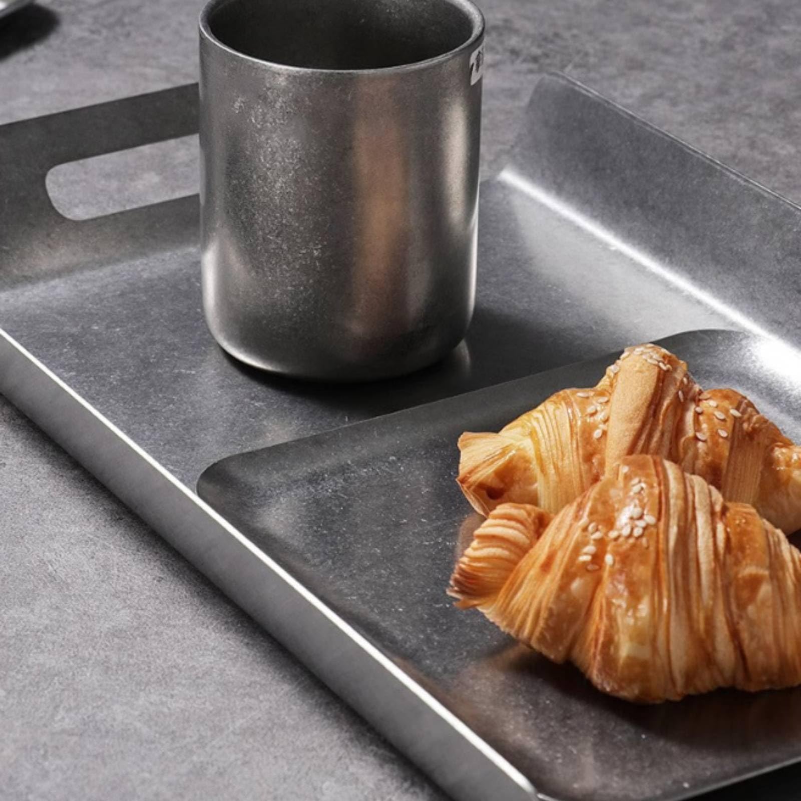 Banja Acero Inoxidable Metálica Banja Servicio Industrial Vajilla para Restaurantes, Camareros, Café, Comedor, Mediano 43.3cm X 24.0cm