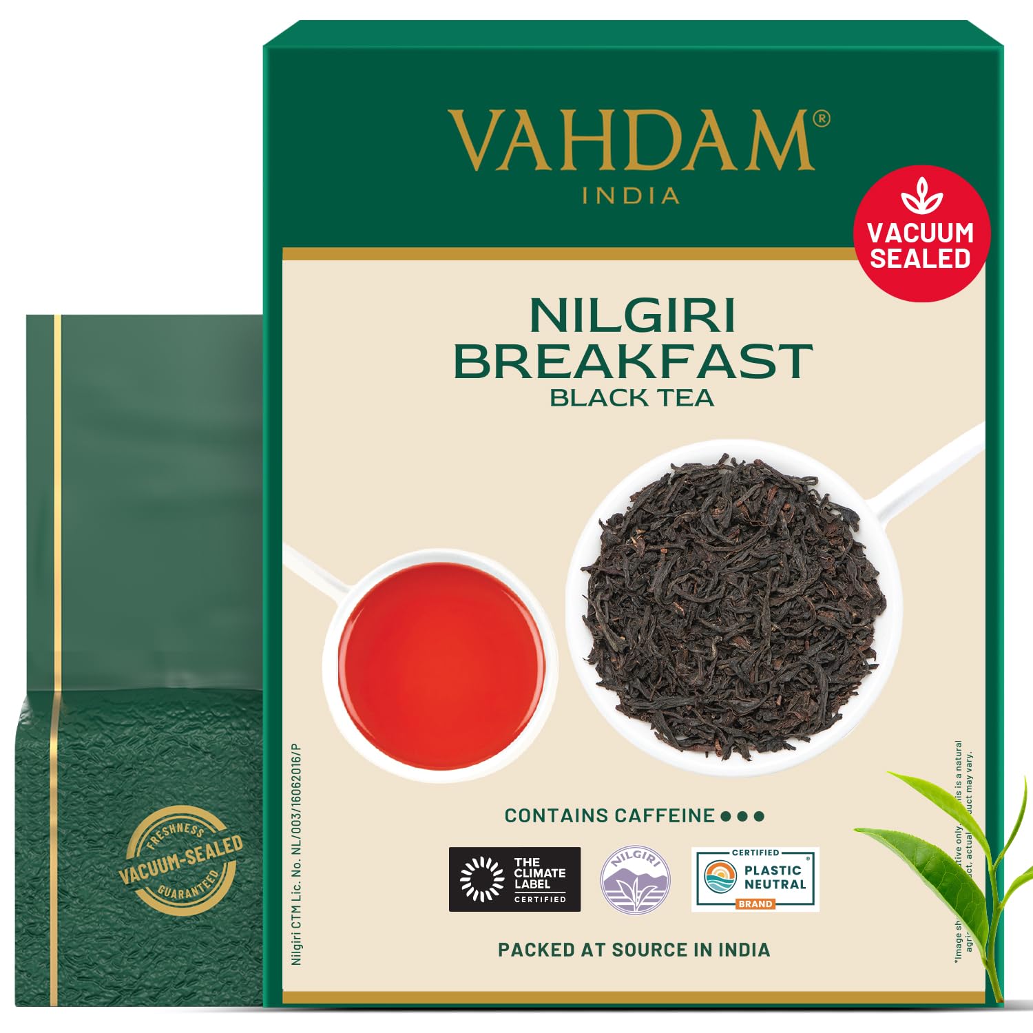 VAHDAM Nilgiri Breakfast Black Tea (150+ Cups/12oz) - Robust & Flavory Loose Leaf Tea | Single Origin, Vacuum Sealed Pack Nilgiri Breakfast Black Tea 12 Ounce (Pack of 1)