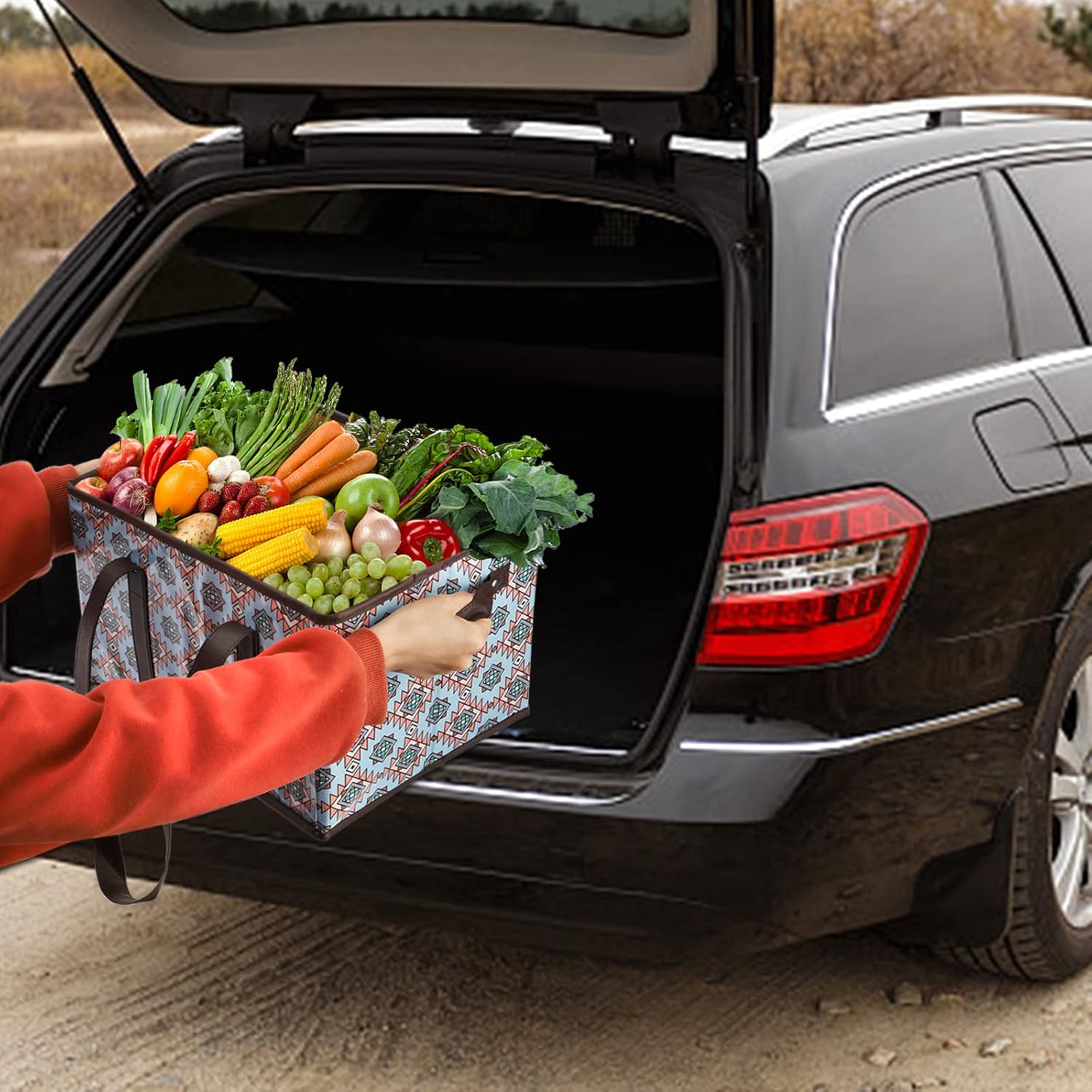 Foraineam Reusable Grocery Bags Set Durable Heavy Duty Tote Bag Collapsible Grocery Shopping Box Bag with Reinforced Bottom - Image 6