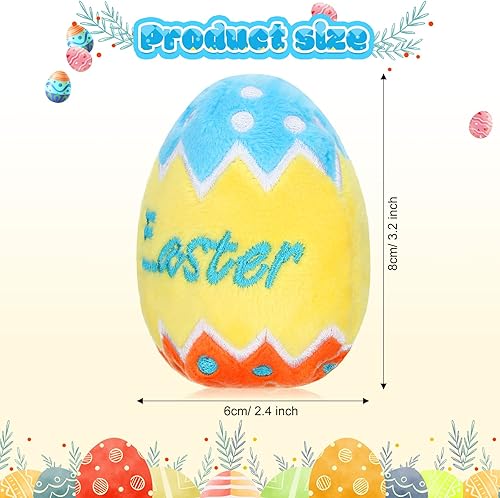 Miniatura 2 de Skylety 6 huevos de Pascua grandes de 3.2 pulgadas, juguetes de peluche para cestas de Pascua, rellenos coloridos para niños, bebés, niñas, niños,