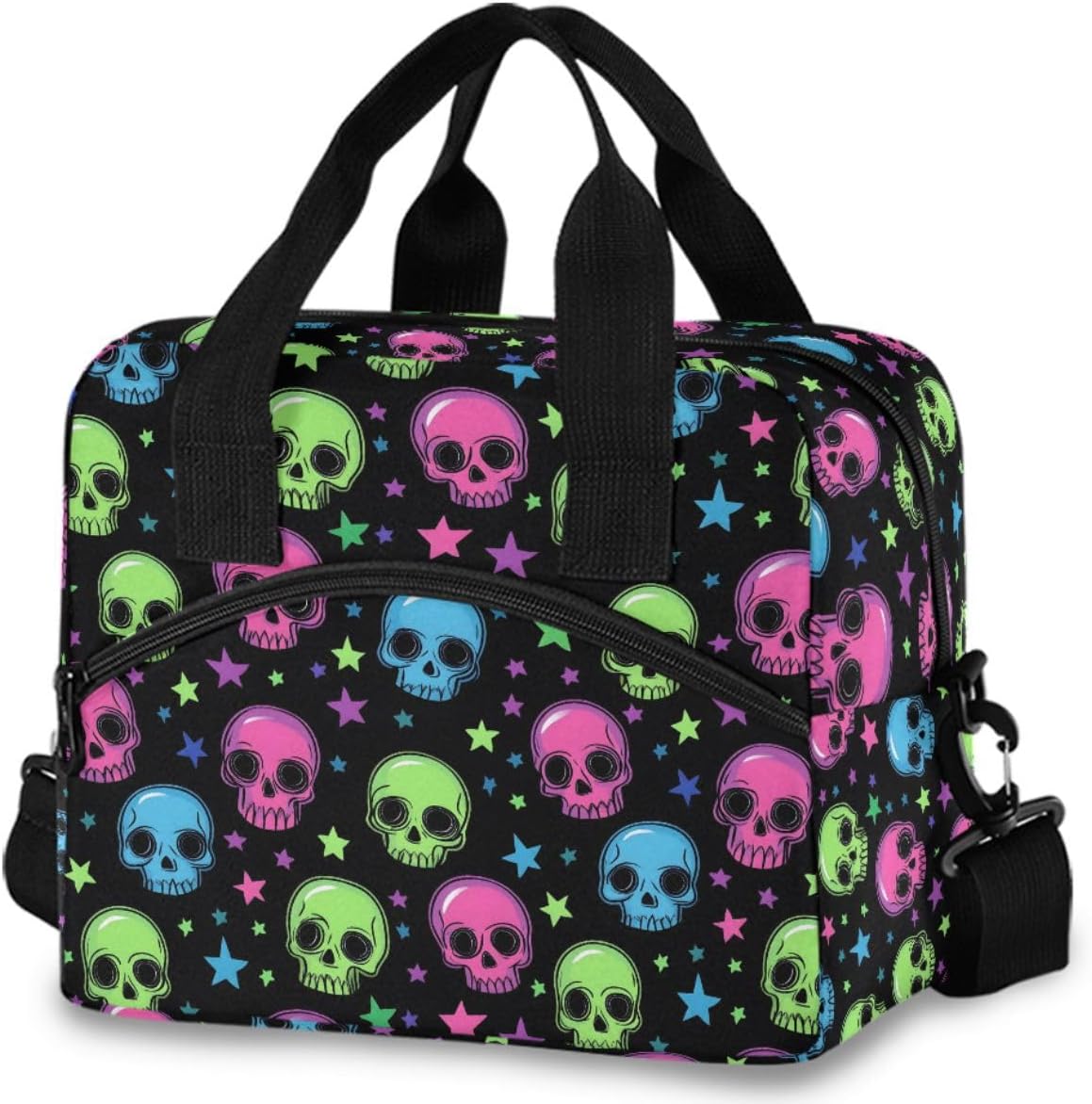 MNSRUU Insulated Lunch Bag with Goth Skull Moth Design - Reusable Leakproof Lunch Cooler Tote for Work, School