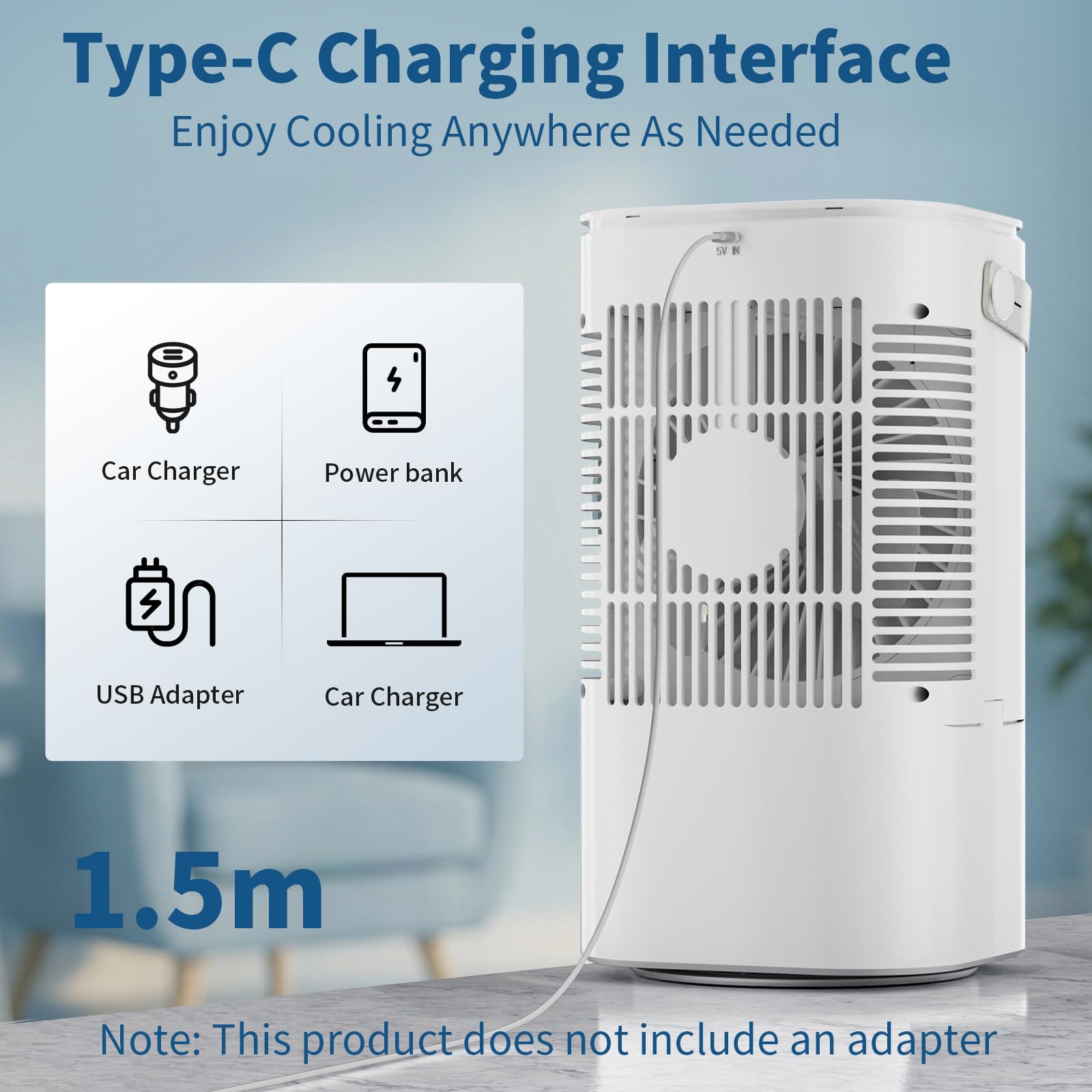 Climatiseur Mobile 4-en-1 1000ML, Rafraîchisseur d'Air Portatif Sans Évacuation, Ventilateur Brumisateur avec Oscillation 120°, Minuterie et LED 7 Couleurs, pour Bureau, Chambre, Camping