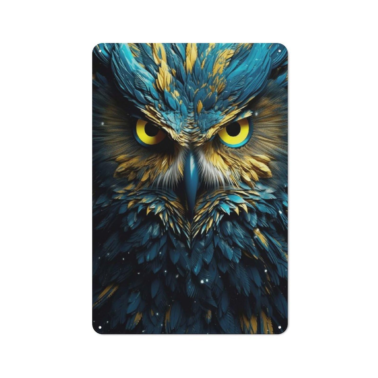 Retro Neon Owl Vintage Tin Sign 30x20cm, Retro Room Decor for Lounge, Study, Pub Or Wall Gallery