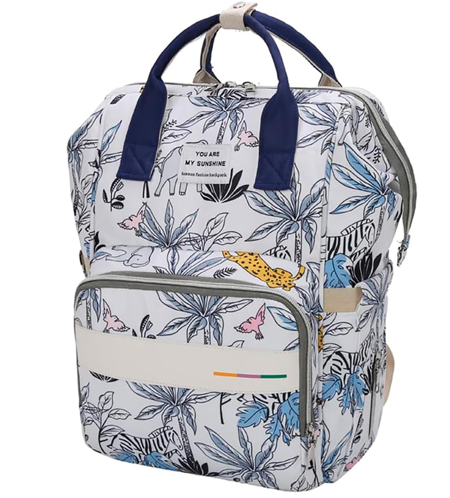 House of Quirk Baby Diaper Bag Maternity Backpack ((White Zoo))-picture-35