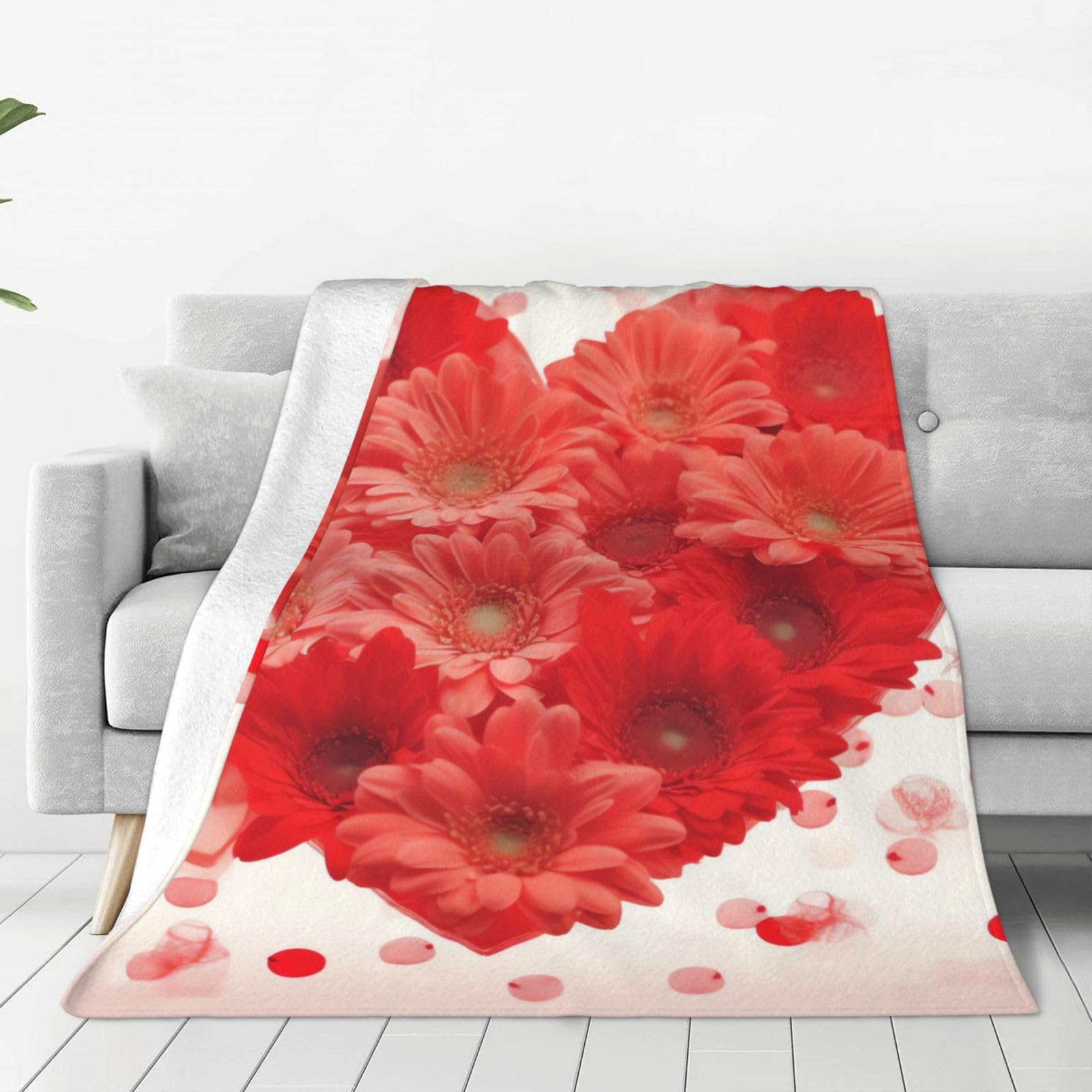Couverture polaire douce flanelle rouge fleurie contre les nuits fraiches
