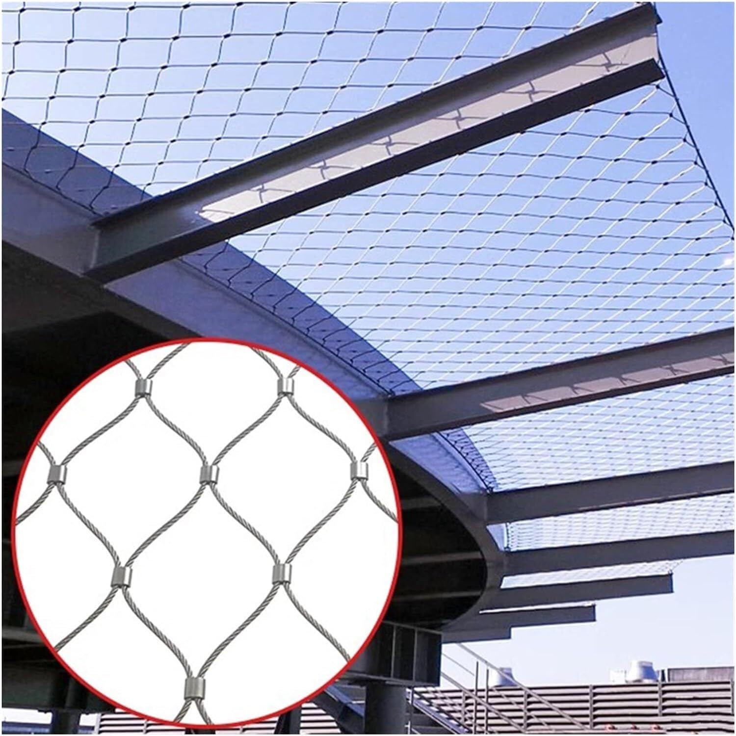 JvFbjLF Stainless Steel Rope Net, Anti-theft And Fall Protection Net, Flexible Impact Resistant Boundary Protection Net(1.5mm,8cm)