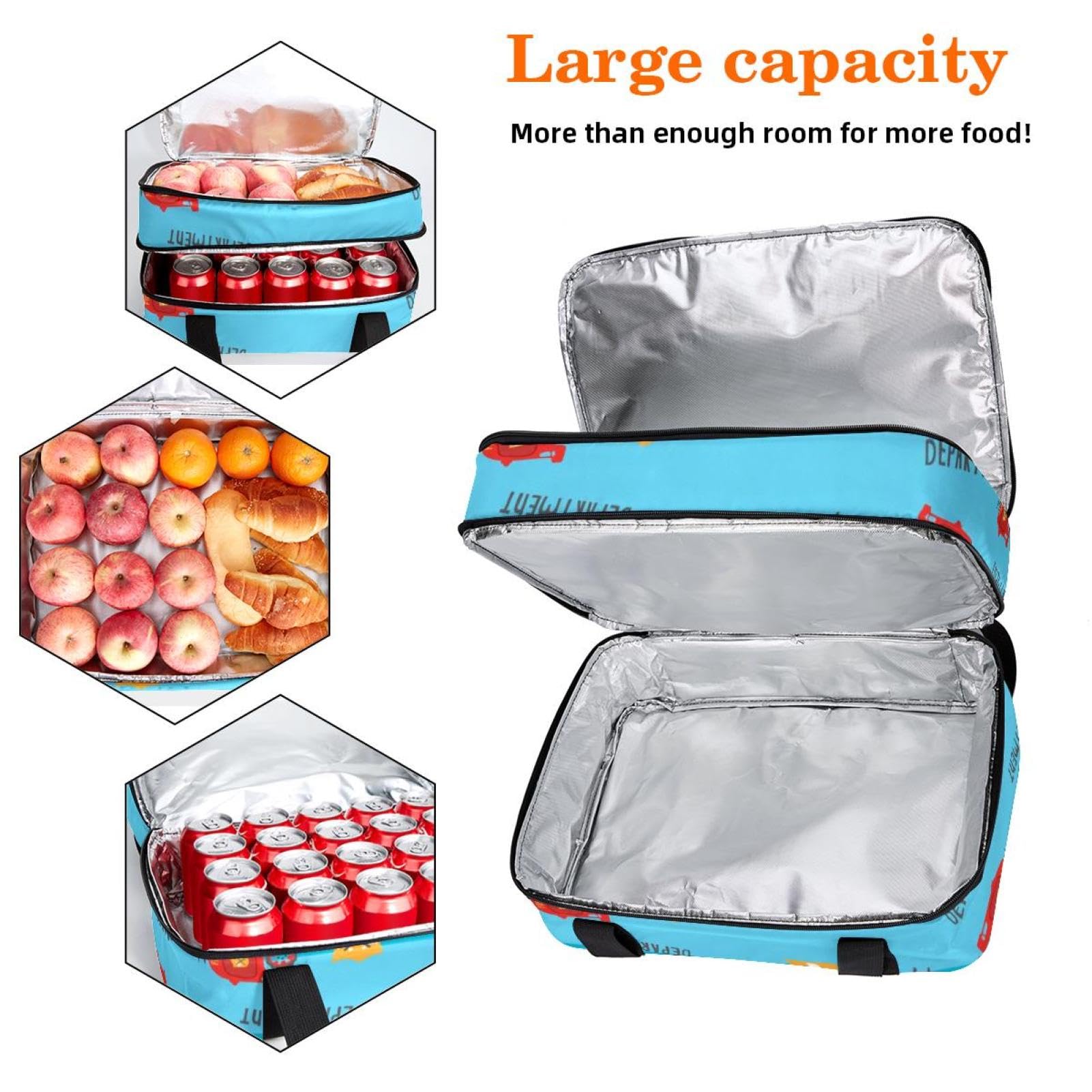 Grand sac à déjeuner isotherme pour homme et femme, double couche, étanche, étanche, réutilisable, sac fourre-tout pour le travail, l'école, le pique-nique, la plage, le camping, les voyages, camion