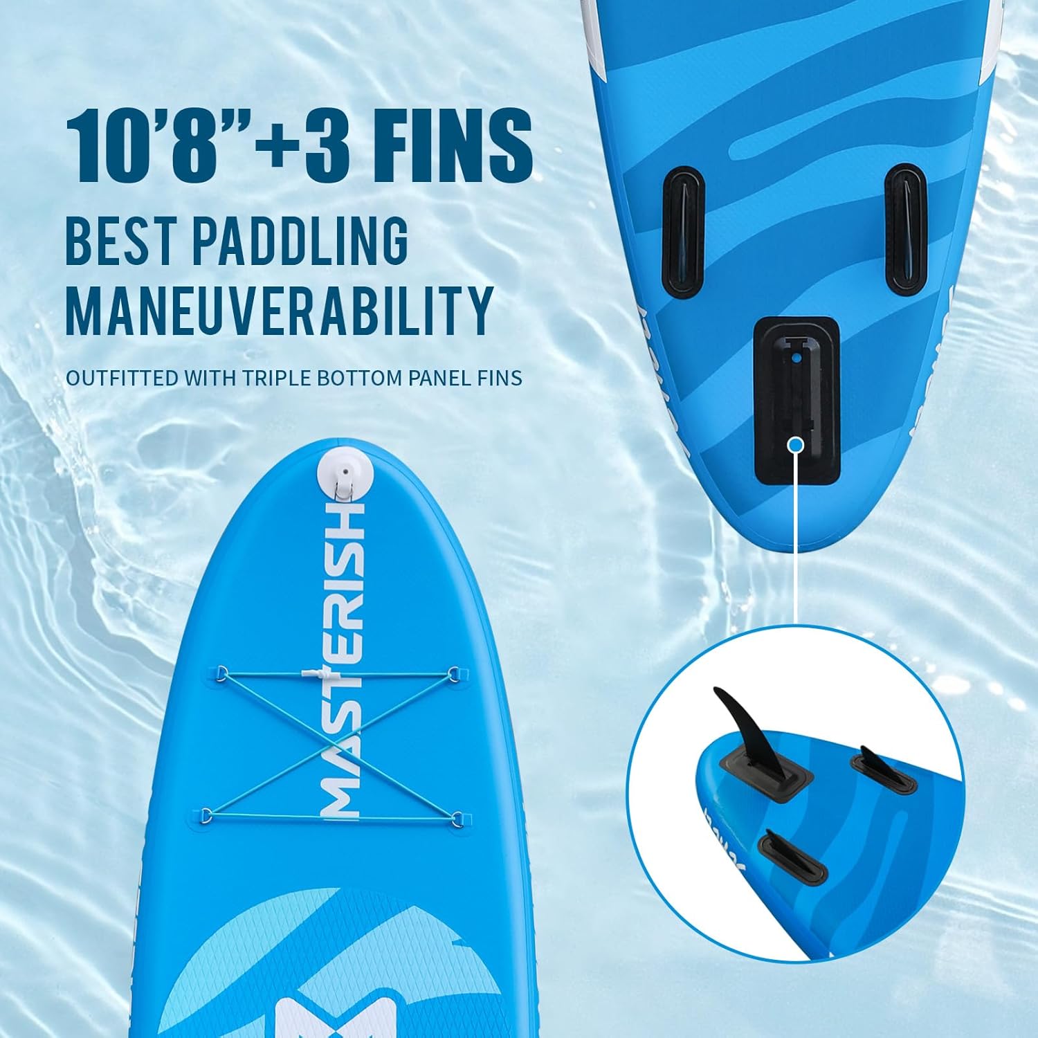 Inflatable Stand Up Paddle Boards with Premium SUP Paddle Board Accessories,10'8'' Paddle Boards Water Ripple Design,Wide Stable Non-Slip Comfort Deck for Adult & Youth