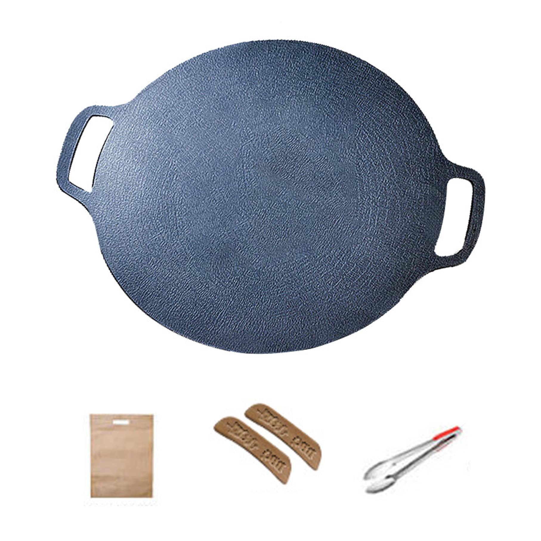 Korean BBQ Grill Pan Non Stick Round Baking Pan BBQ Grill Plate for Home Outdoor Stove 36cm