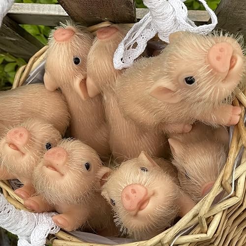 Miniatura 4 de Mini cerdito de silicona de 5 pulgadas, lindos juguetes de cerdo de lunares negros, lindos animales realistas, mini muñeca de cerdo de bebé, el