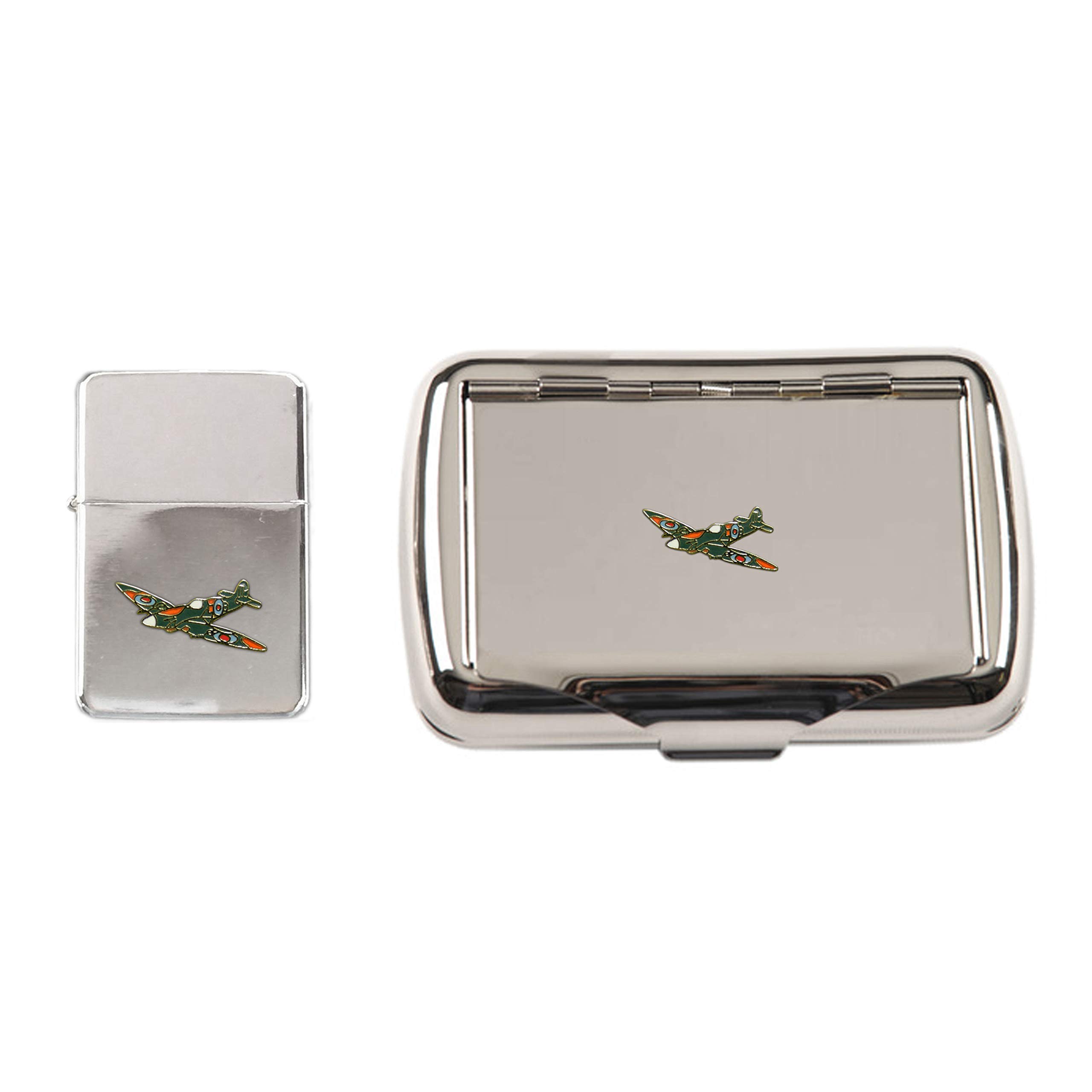 Spitfire Polished Chrome Tobacco tin and stormproof Petrol Lighter