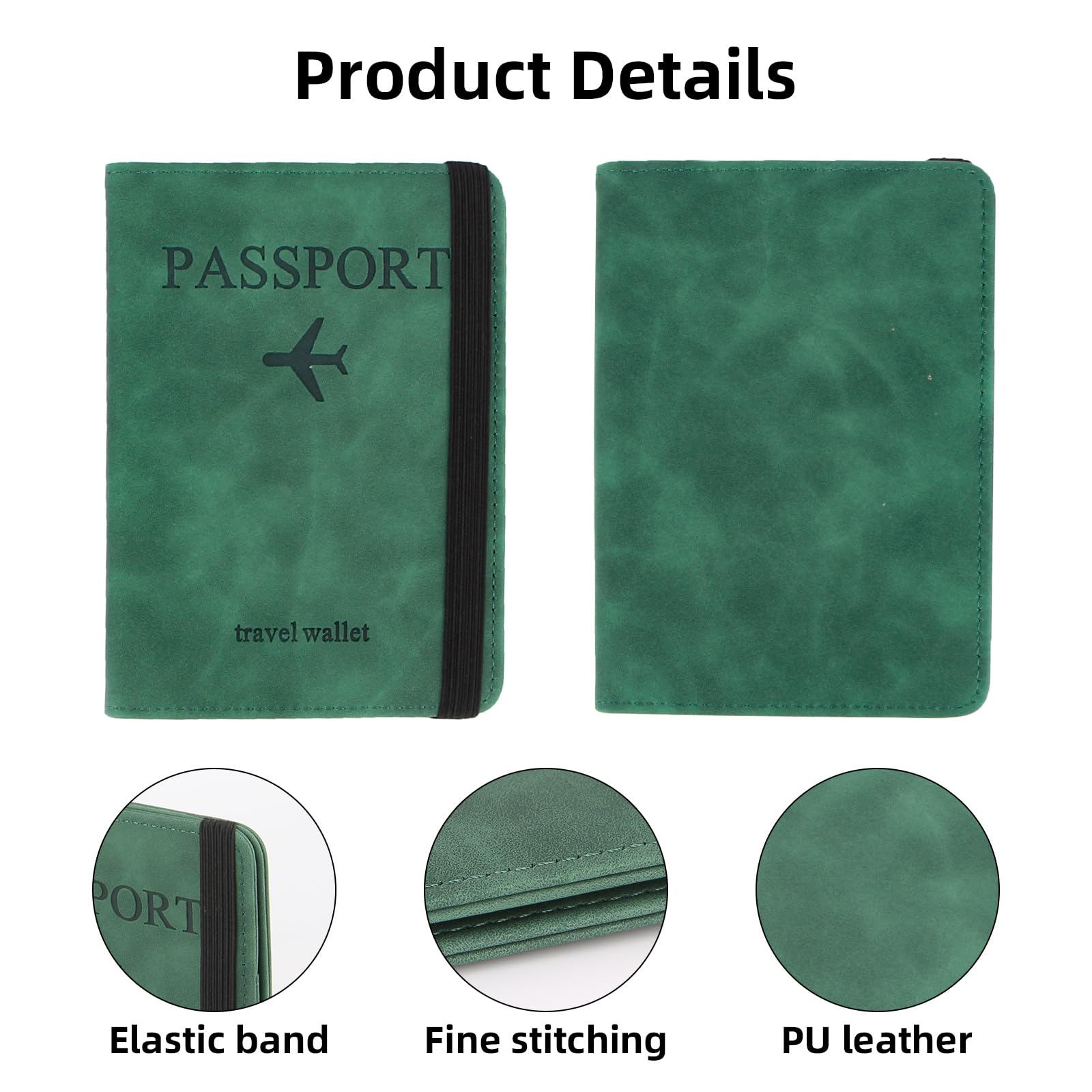Etui na paszport, etui na paszport z blokadą RFID, 2 sztuki, etui na paszport ze skóry PU, wielofunkcyjny organizer na paszport, dowód osobisty, karty kredytowe, dokumenty podróżne, czarny,