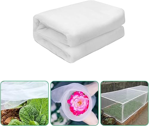 Red de insectos, red de jardín para protección del jardín, mosquitera de malla fina para árbol de cigarras, invernadero (8 pies x 25 pies, blanco)