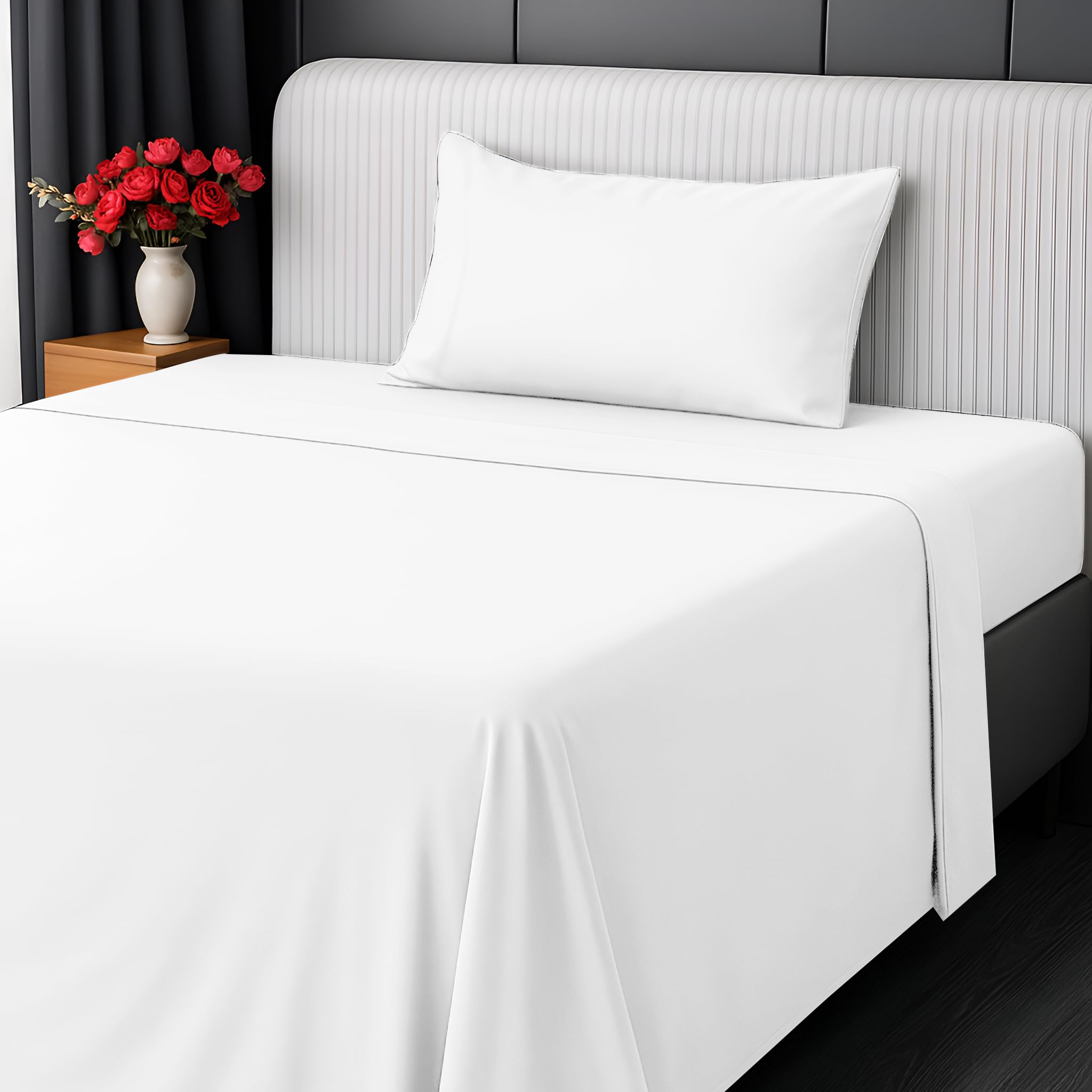 utopia bedding twin sheet set - jersey knit sheets 3 piece – cotton – soft t-shirt stretchy sheets (twin, white)