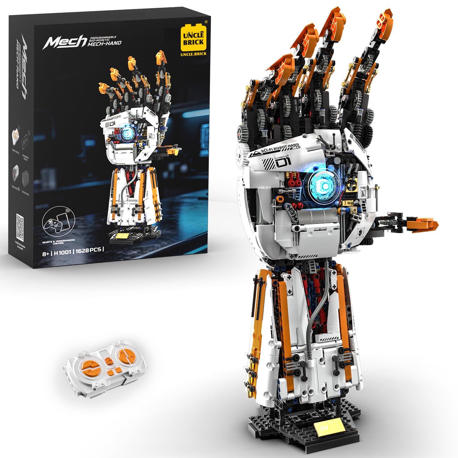 UNCLE BRICK Technical Robotic Hand Building Blocks Kit,Equipped with 4 Motors and Can Be…
