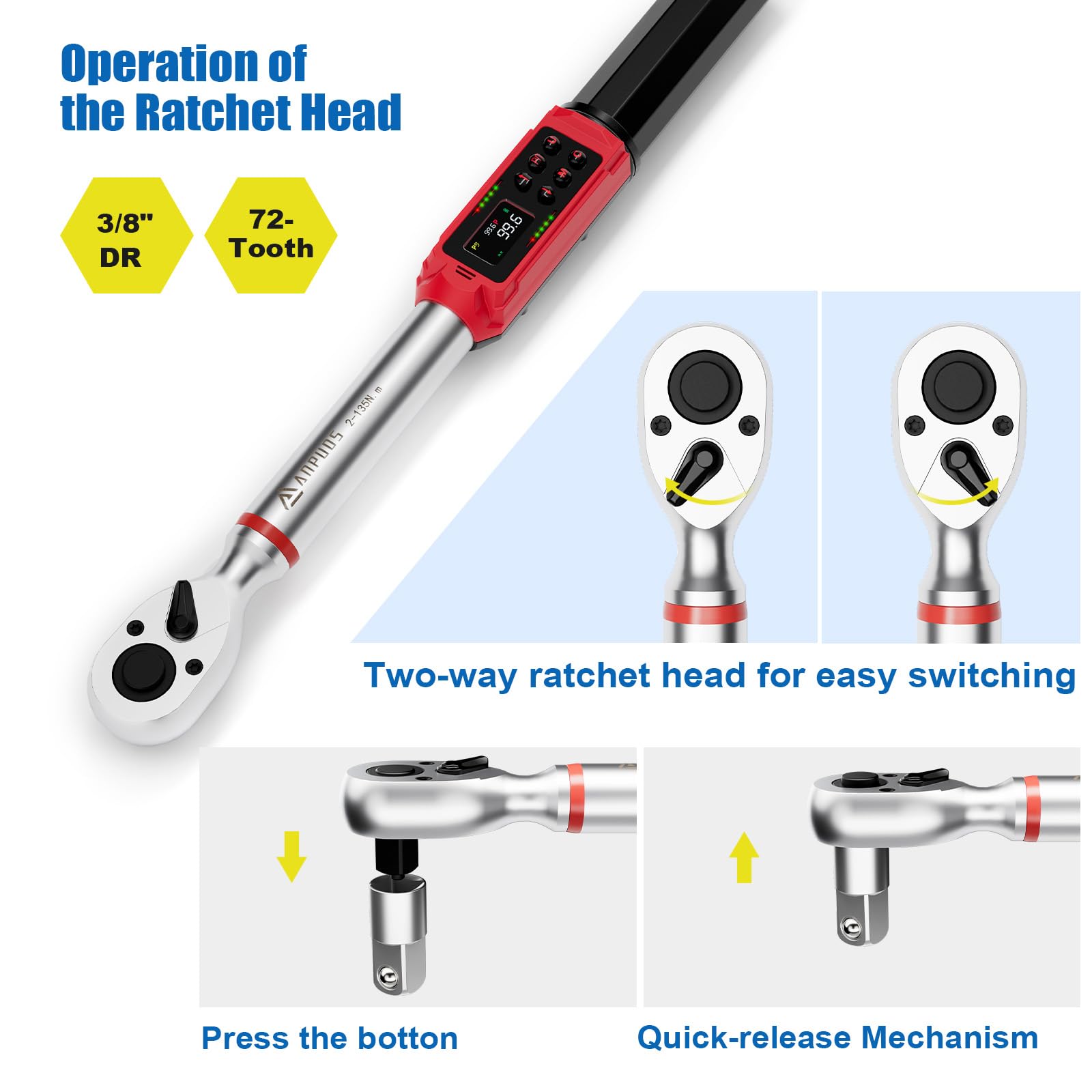 SATA 3/8" Drive Electronic Torque Wrench 13.5 - 135NM / SATA 3/8 - View #9