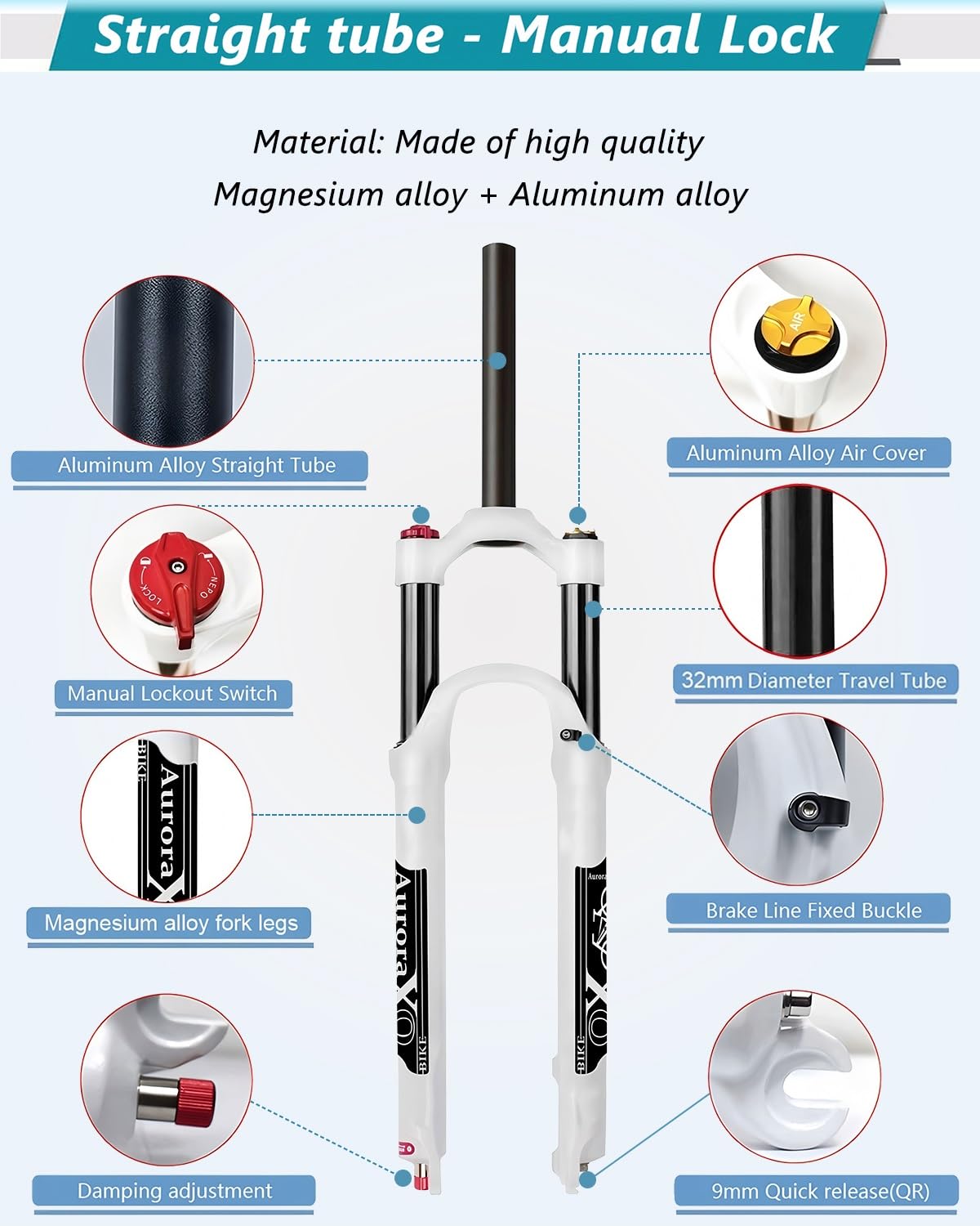 Amazon.co.jp: AuroraXQ 140mmトラベルMTBエアサスペンションフォーク