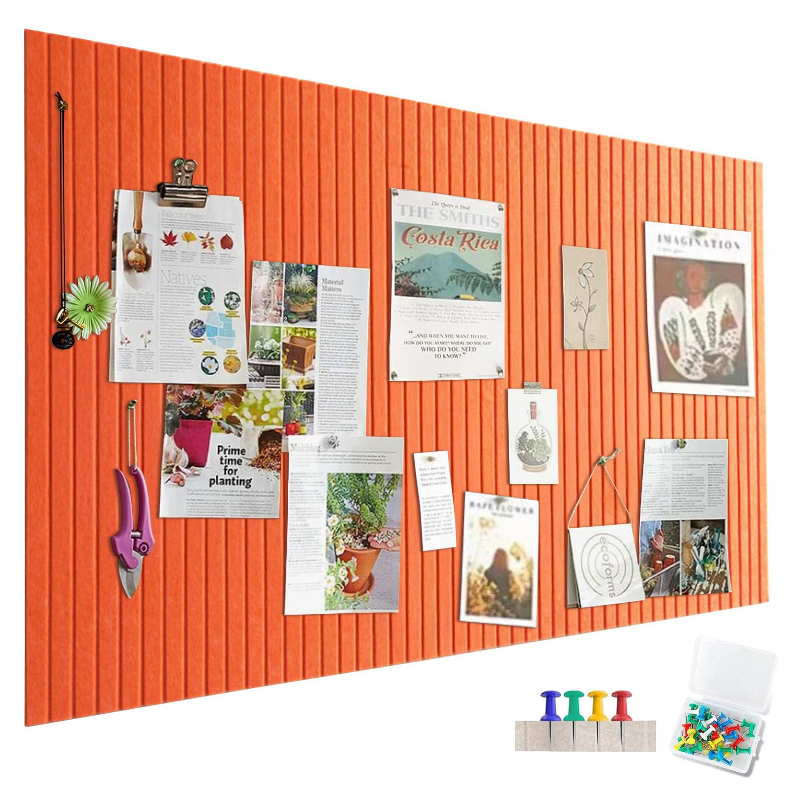 Große Filz Pinnwand Selbstklebend ，60 x 40cm Filzboard Honigmandarine,vertikaler Streifen dekorative Pinnwand aus Filz， faltbare Fototafel Memotafeln Memo Boards Bulletin Board für Büro Küche