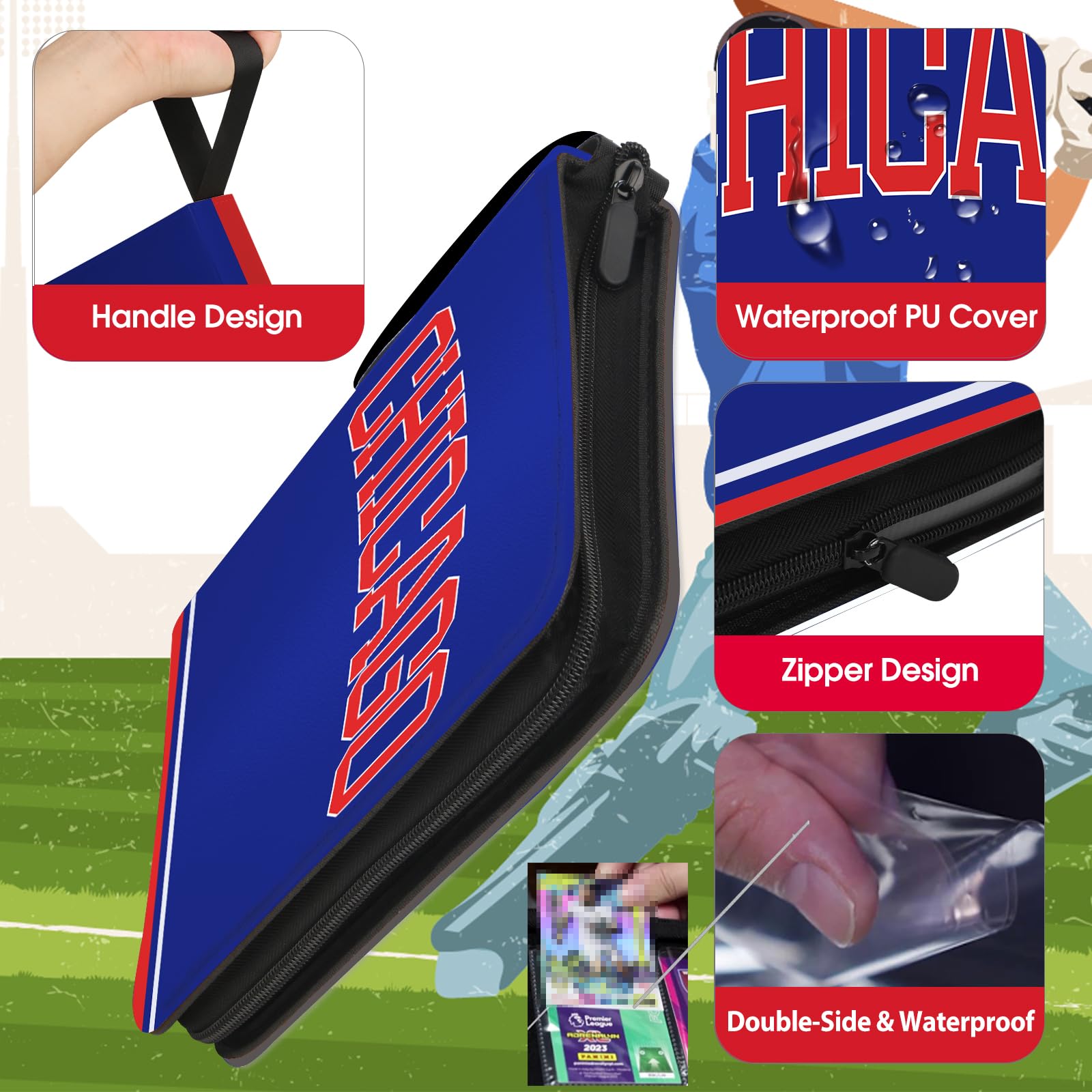 Baseball-Kartenbinder mit Ärmeln, 900 Taschen, Chicago Baseball-Kartenhalter für Sammelkarten, Baseball-Sammler-Album, Sportkarte, 3-Ringbuch, Aufbewahrungsbuch, Ordner, Organizer für Kinder, Geschenk