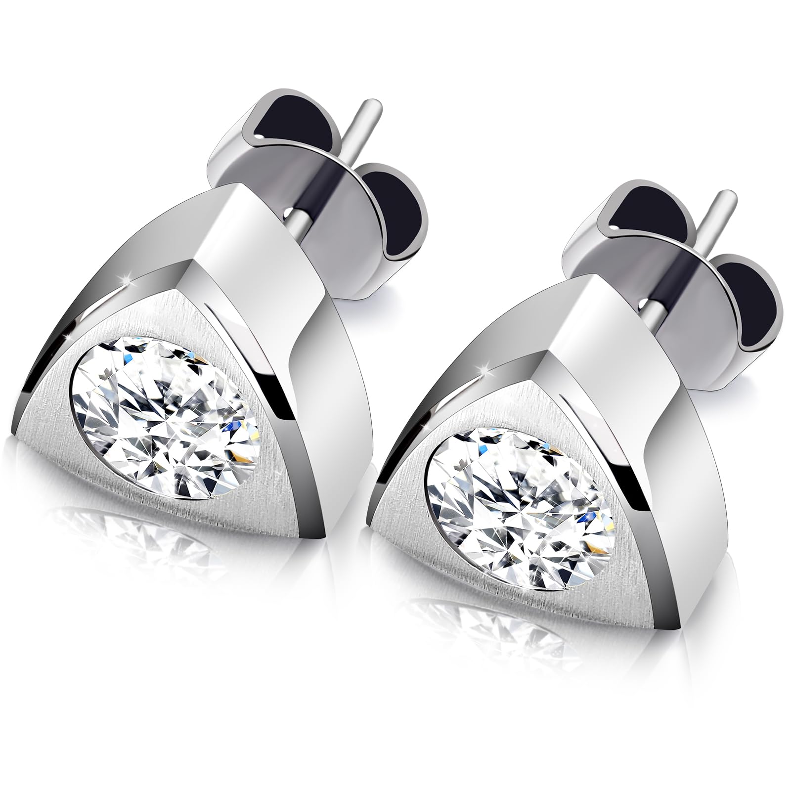 JEROOT 0.8ct Moissanit-Ohrsteckern in Dreiecke, Funkelnden Diamant-Ohrringe mit Brillantschliff und Moissanit, optional inkl. Geschenkbox