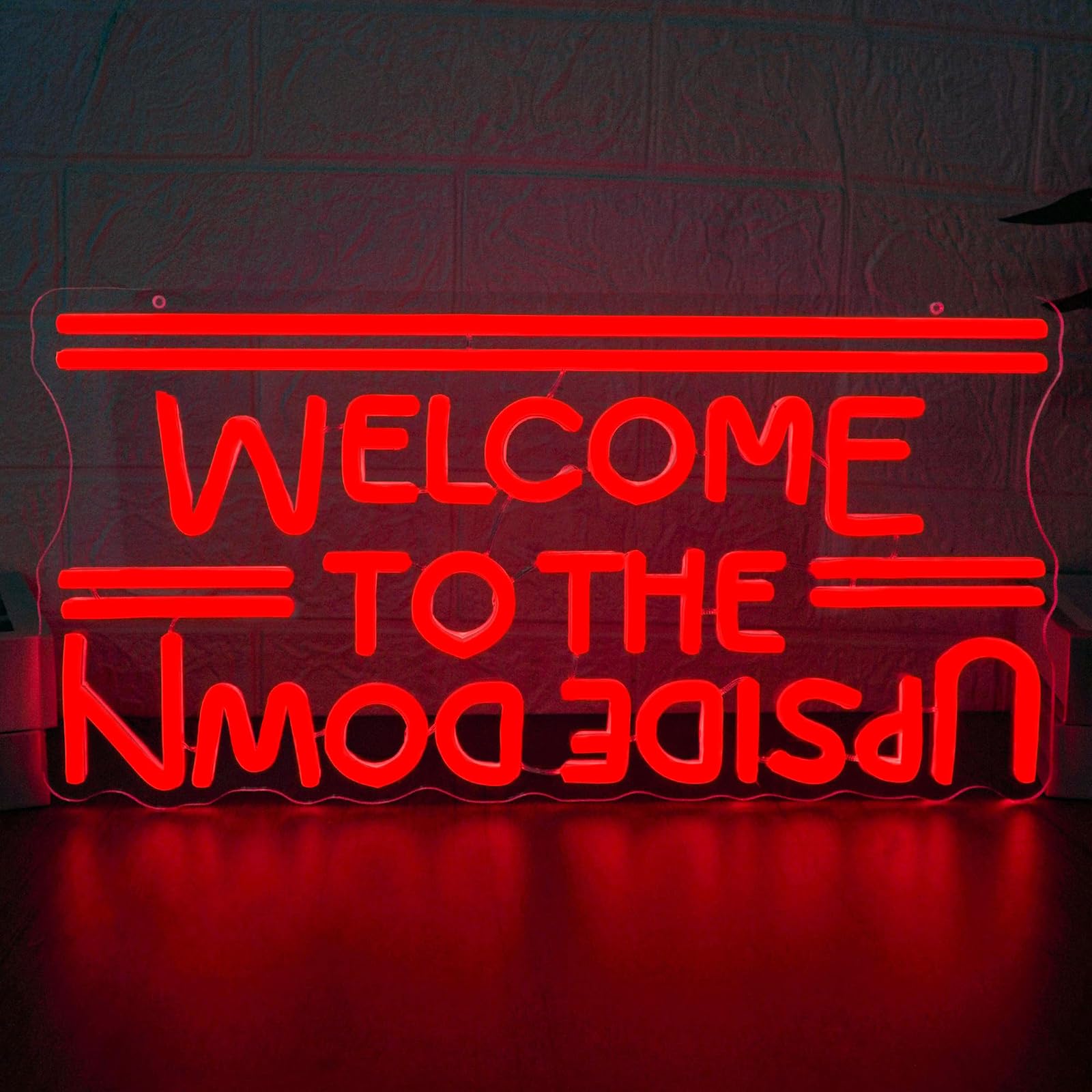 Welcome to The Upside Down Neon Light Sign - Dimmable Red LED Sign | 40x20cm Acrylic Wall Mount, Bedroom Decor For Men, Bar Lights For Home Pub, Retro Sci-Fi Fan Gifts