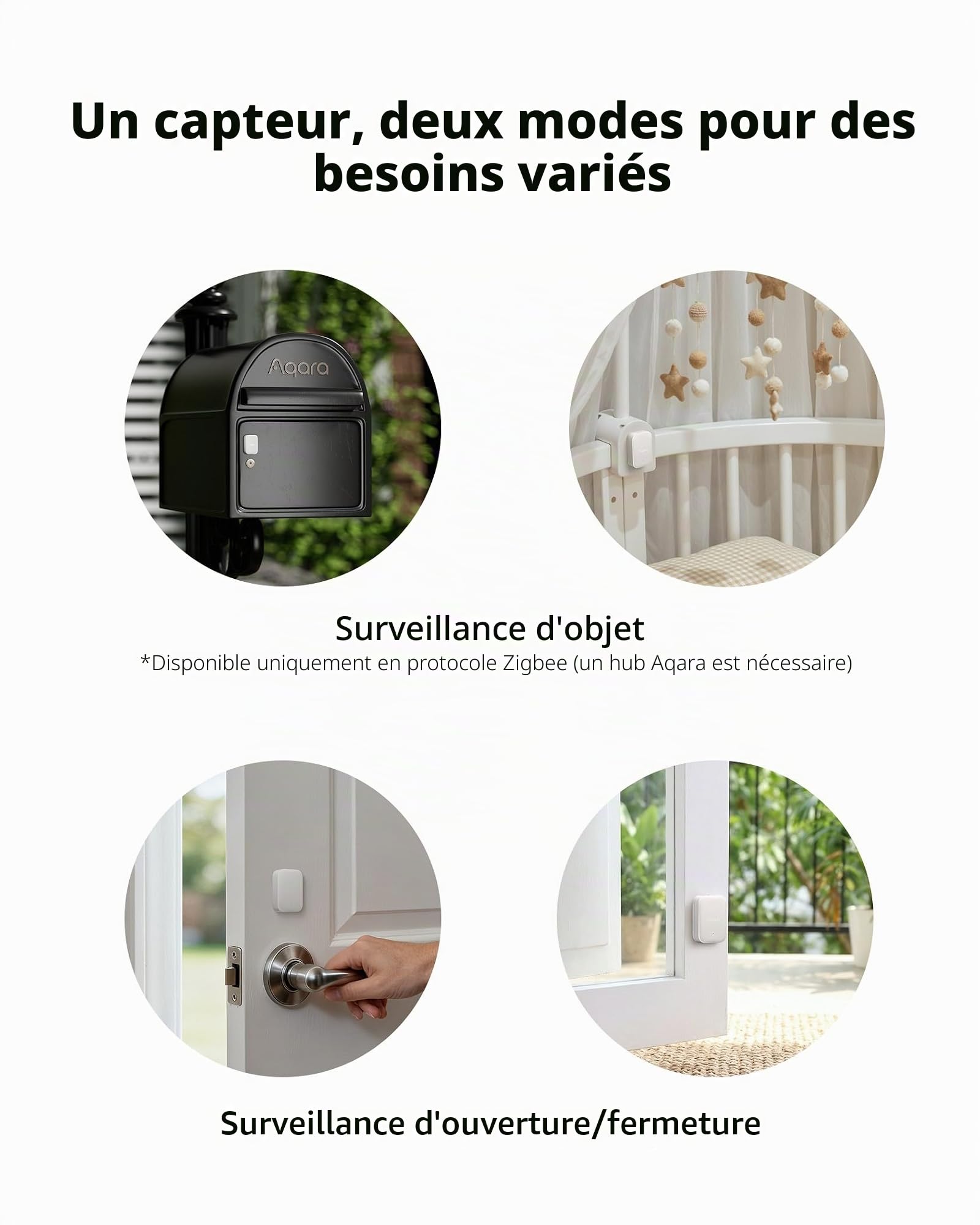 Aqara Capteur Multi-État P100, Thread/Zigbee, Capteur de Porte/Fenêtre ou de Vibration, Surveillance Ouverture/Fermeture ou d'objet, Compatible Apple Home,Home Assistant,Alexa,Google Home,Blanc