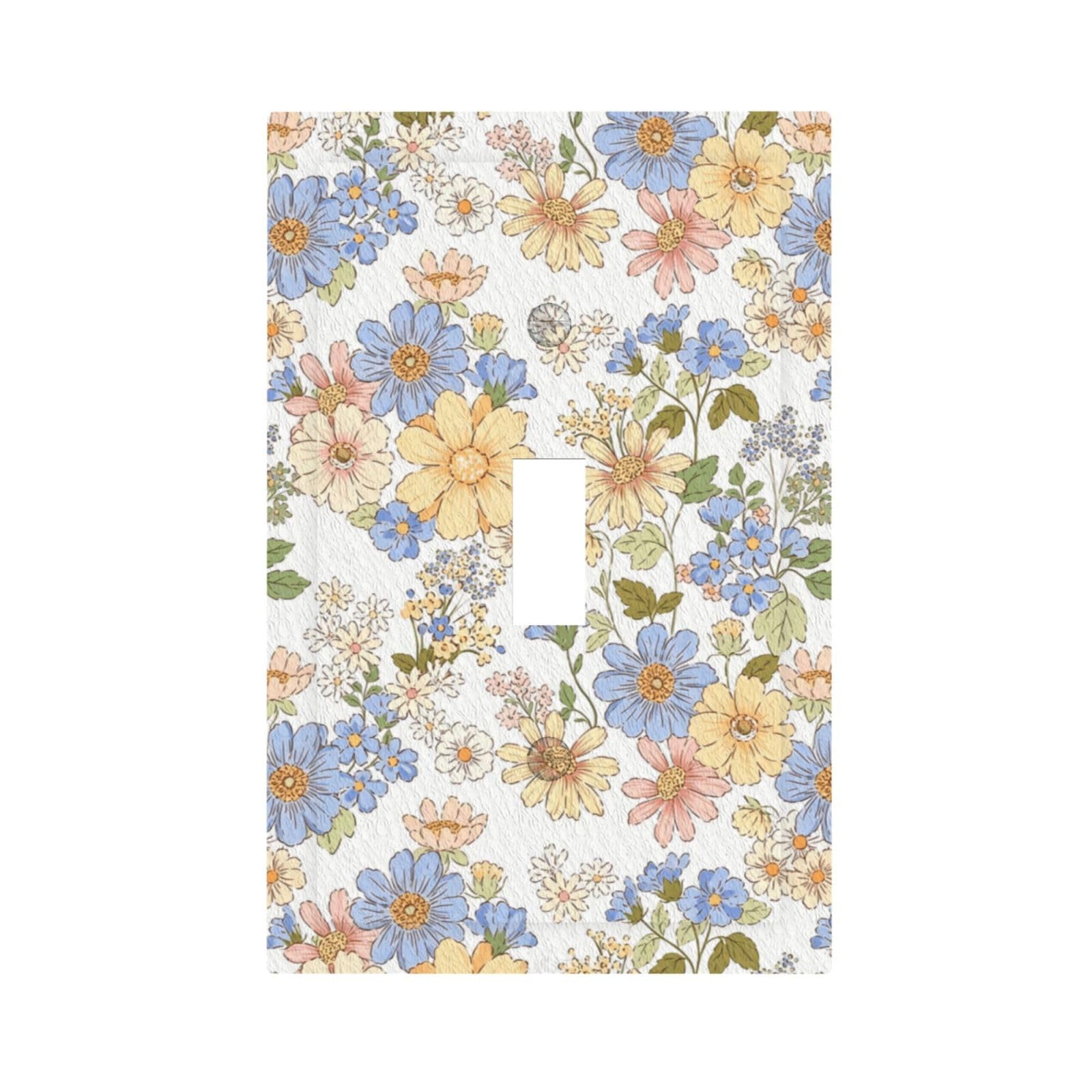Dwbguo Pastel Wildflower Decorative Light Switch Plate Covers Vintage Pastel Floral Wildflower 1 Gang Wall Plate Unique Single Toggle Boho Botanical Daisy Flower Light Switch Covers Artistic Faceplate Home Decor