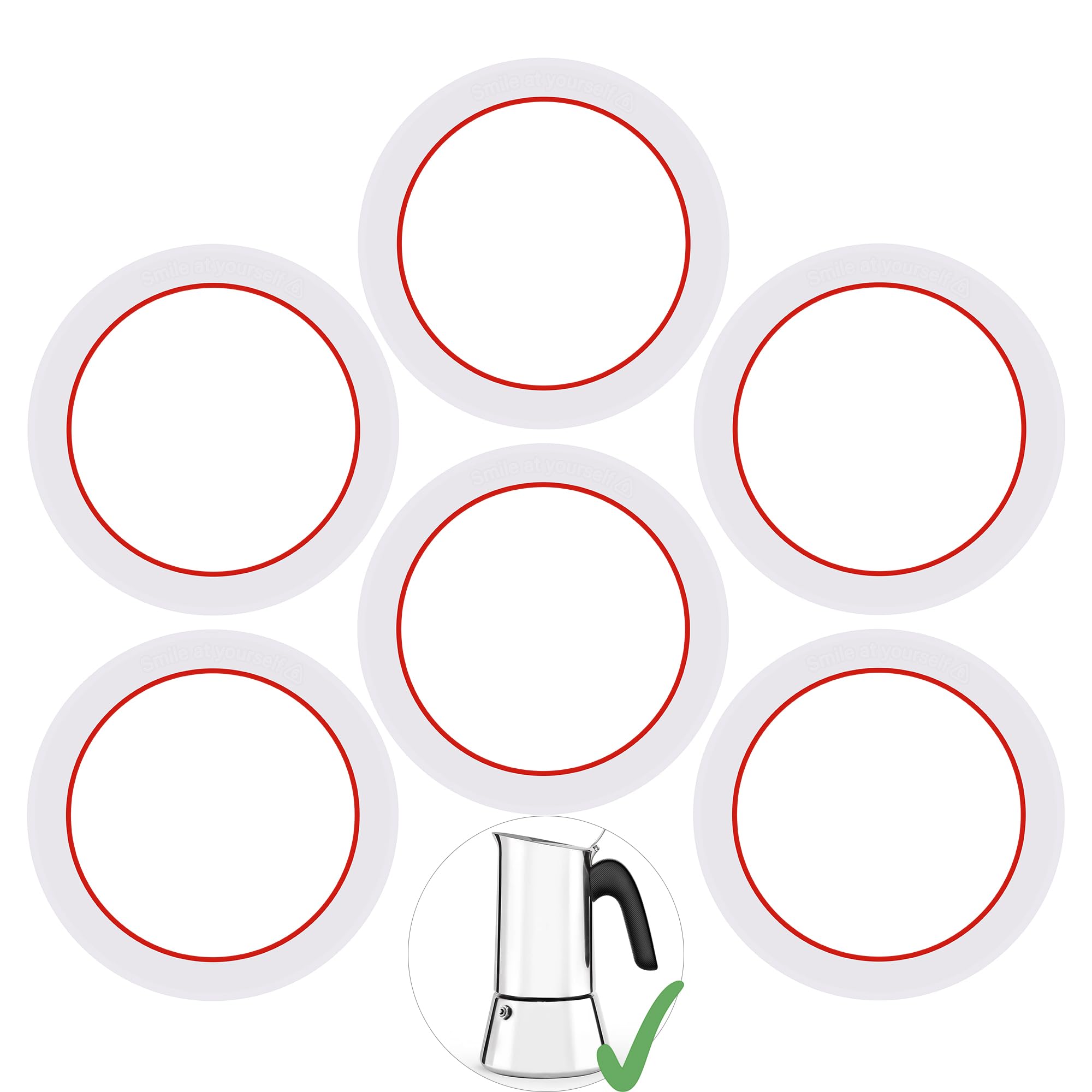 View 1 of [UPGRADED] Sealing Gasket for Bialetti New Venus Induction 6 Cups (7.9Oz 235ML) Stovetop Espresso Maker - 6 PCS Silicone Seal Ring for Venus Kitty Musa Class Stainless Steel Stovetop Coffee Maker Pots