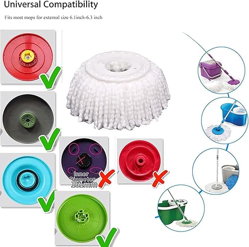 Miniatura 4 de YWSHF Cabezal de repuesto para trapeador giratorio para trapeador mágico de 360 grados, cabezales de repuesto de mopa giratoria de microfibra para