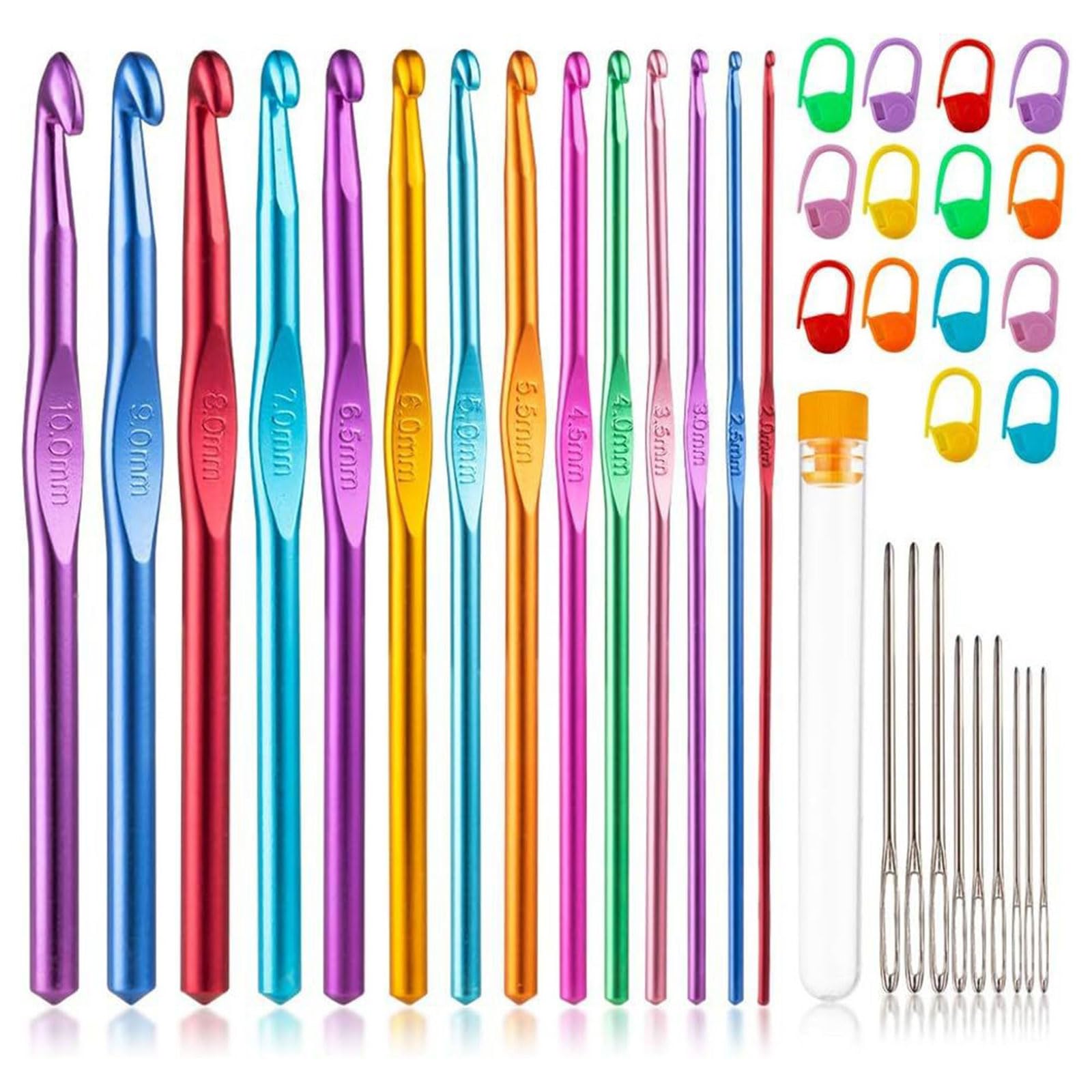 Tsophreniq Needle Set Crochet Hooks Ergonomic Knitting Needle Stitches Marker Sweater Hand Knitting Craft Crochet Hook Set Craft Supplies Accessories Yarn Crafting Tool