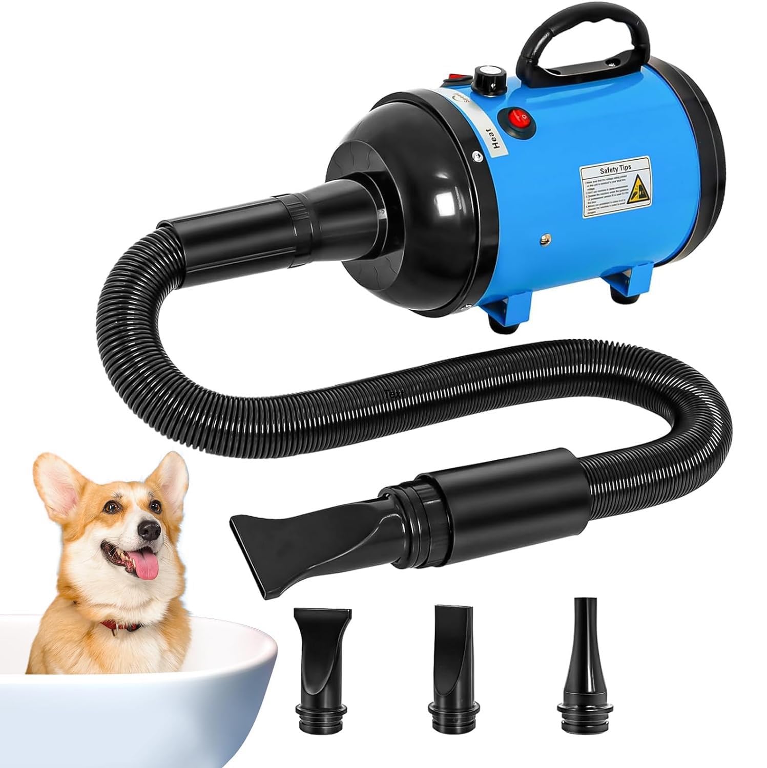 PetVogue Dog-Hair-Dryer, 3200W High Velocity Pet Blow Dryer with Heater for Grooming, Speed Temperature Adjustable Dog Blower Grooming Dryer with 3 Nozzles (B0CQ8DCHPW) Amazon Price History, Amazon Price Tracker