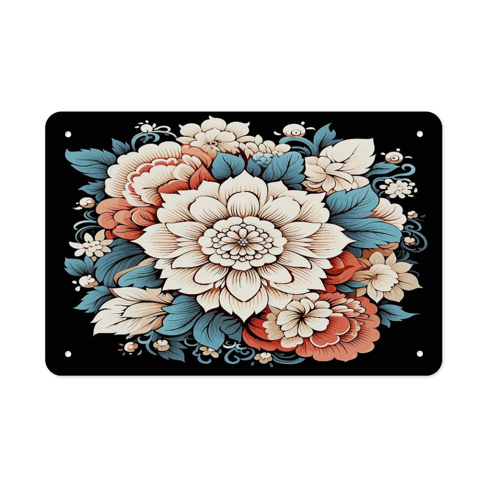 Fodpand Style Floral Print Wall Art Metal Signs Tin Sign