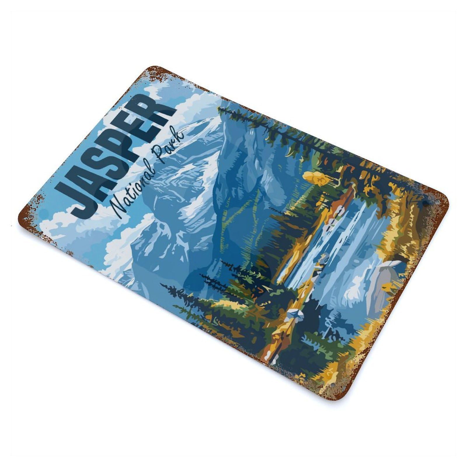 Rust Effect Jasper National Park Rusty Metal Tin Sign 11.8"x7.9", Farmhouse Wall Decor for Shed, Workshop And Garage Wall Decor