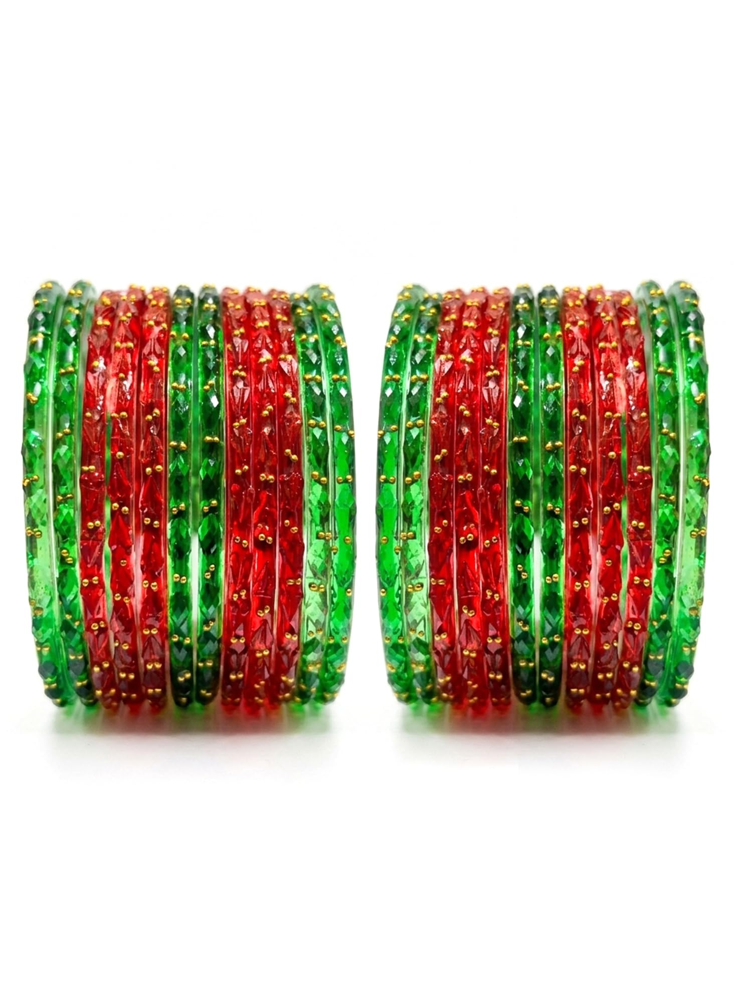RED GREEN Kashmiri Premium Glass bangles set Of 24pcs for Girls & Women-image-20