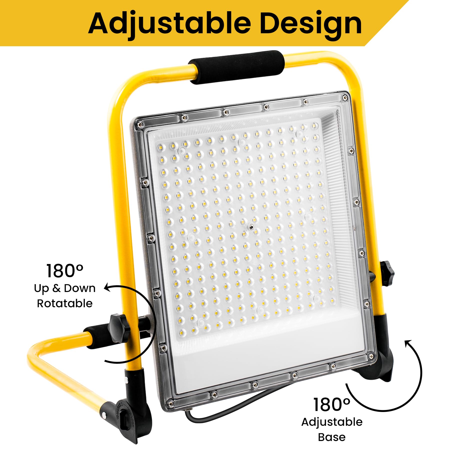 200W LED Baustrahler mit Stativ, 4 m Gummileitung mit Schuko-Stecker, IP66 Wasserdicht Arbeitsscheinwerfer, 6500K, 20000 LM, für Baustellen, Trockenbauarbeiten, Hausrenovierungen