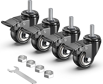 重型2寸全锁定轮子万向脚轮4个装 黑色