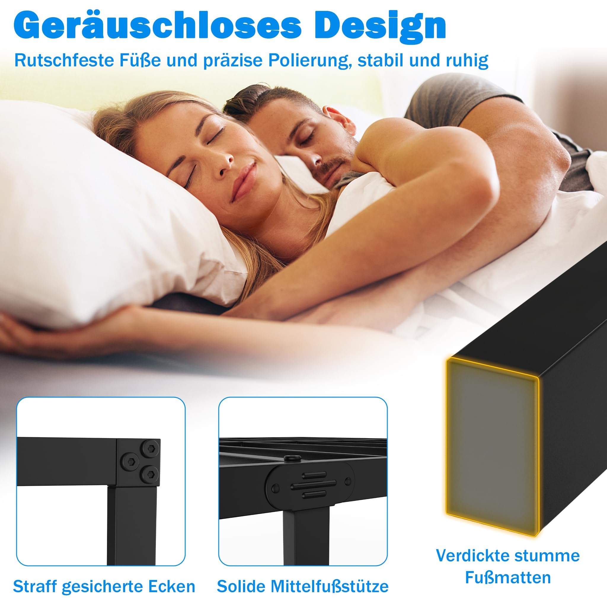 LZQ Cadre de lit en métal 90 x 200 x 41,5 cm - Cadre de lit pliable pour chambre à coucher, chambre d'amis, grand espace de rangement
