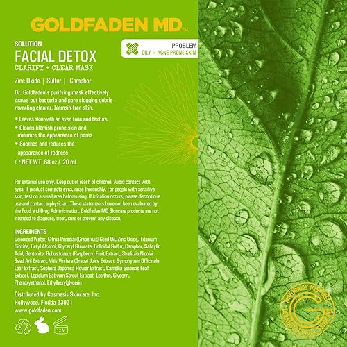Miniatura 4 de GOLDFADEN MD Máscara facial de desintoxicación facial clarificante con óxido de zinc, azufre, ácido salicílico y pomelo, purificación de limpieza