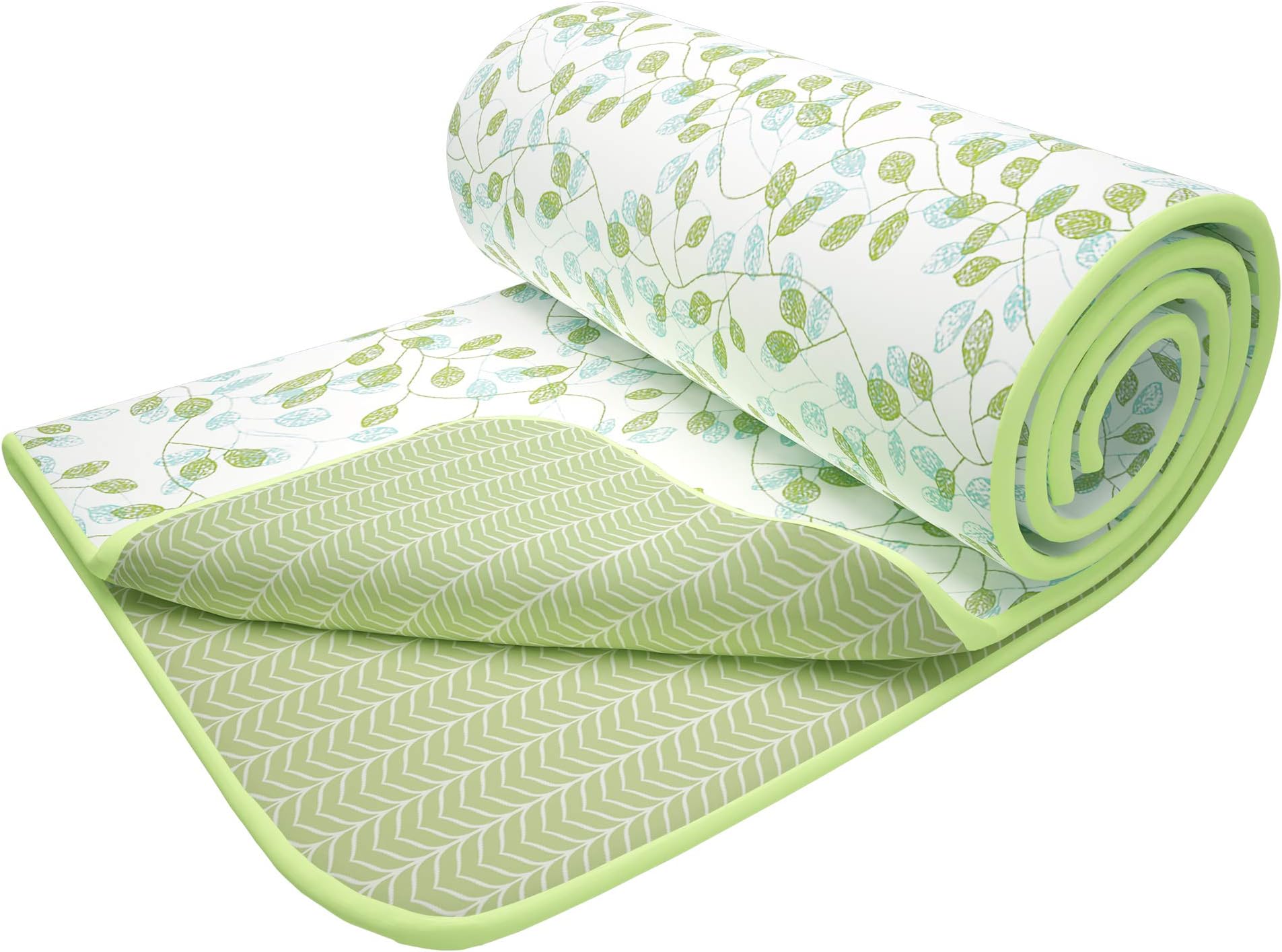Story@Home 100% Cotton Reversible Dohar Double Bed AC Blanket, Light Weight Soft Blanket(94"x88", White & Olive Green)