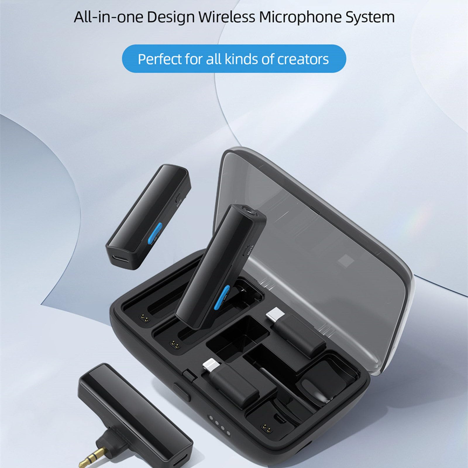 Radiomicrofono lavalier wireless Fotocamera per cellulare Trasmissione in diretta Riduzione del rumore Da uno a due microfoni