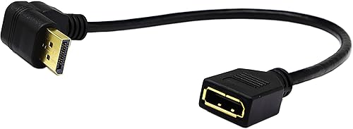 Miniatura 3 de CGTime - Cable DP a DP (11.8 in12 pulgadas), chapado en oro de 90 grados hacia arriba, macho a Displayport hembra, cable adaptador extensor de audio